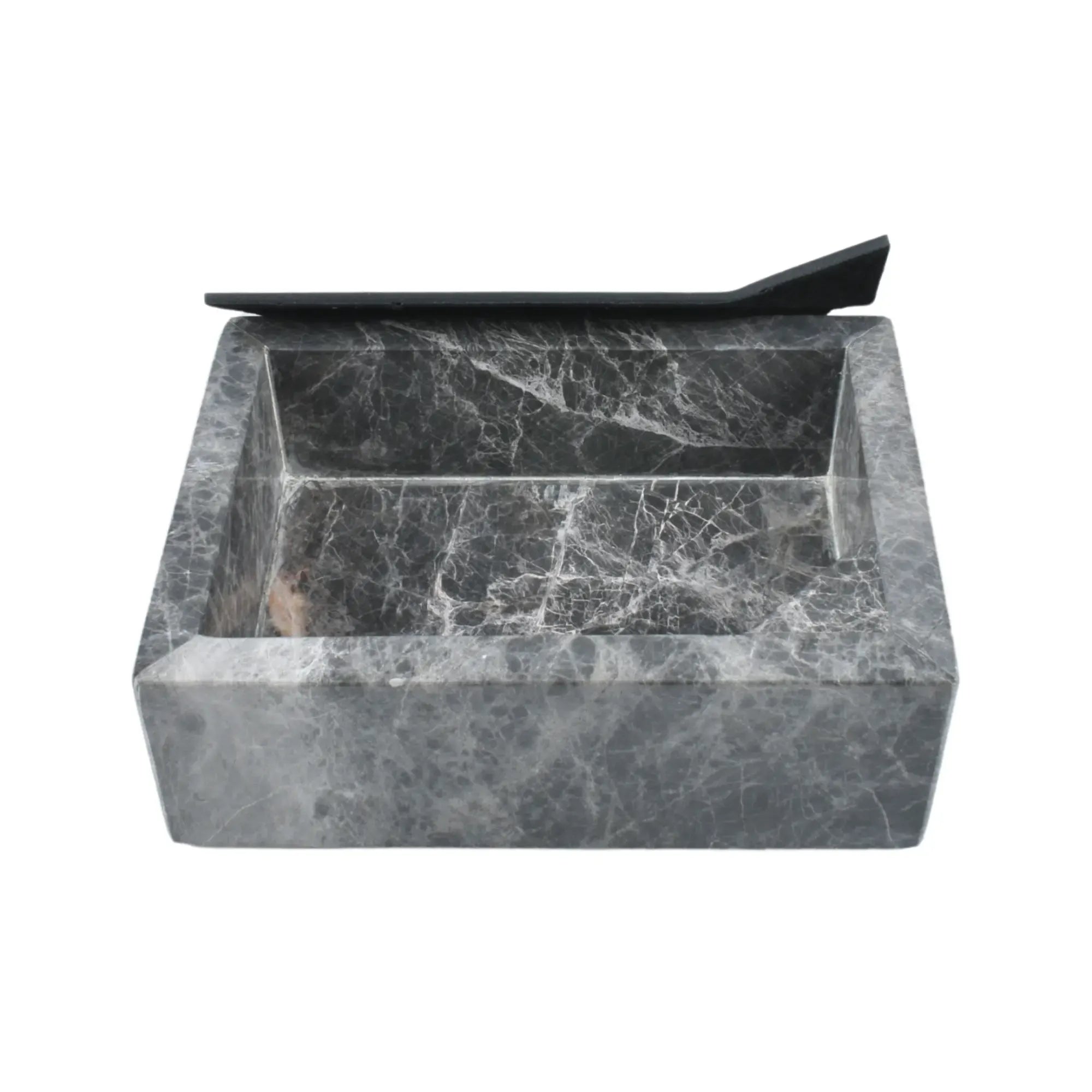 Schmuckdose - Marmor Schmuckkästchen mit Deckel - Edle Schmuckaufbewahrung Marmor Ablage Obsidian Vault