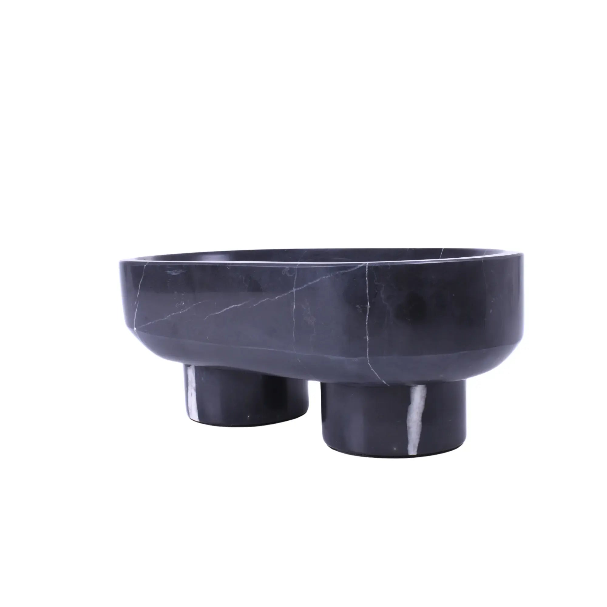 Marmorschale - oval mit Fuß - Massive Steinschale Design Deko-Schale Obsidian Tray Default Title