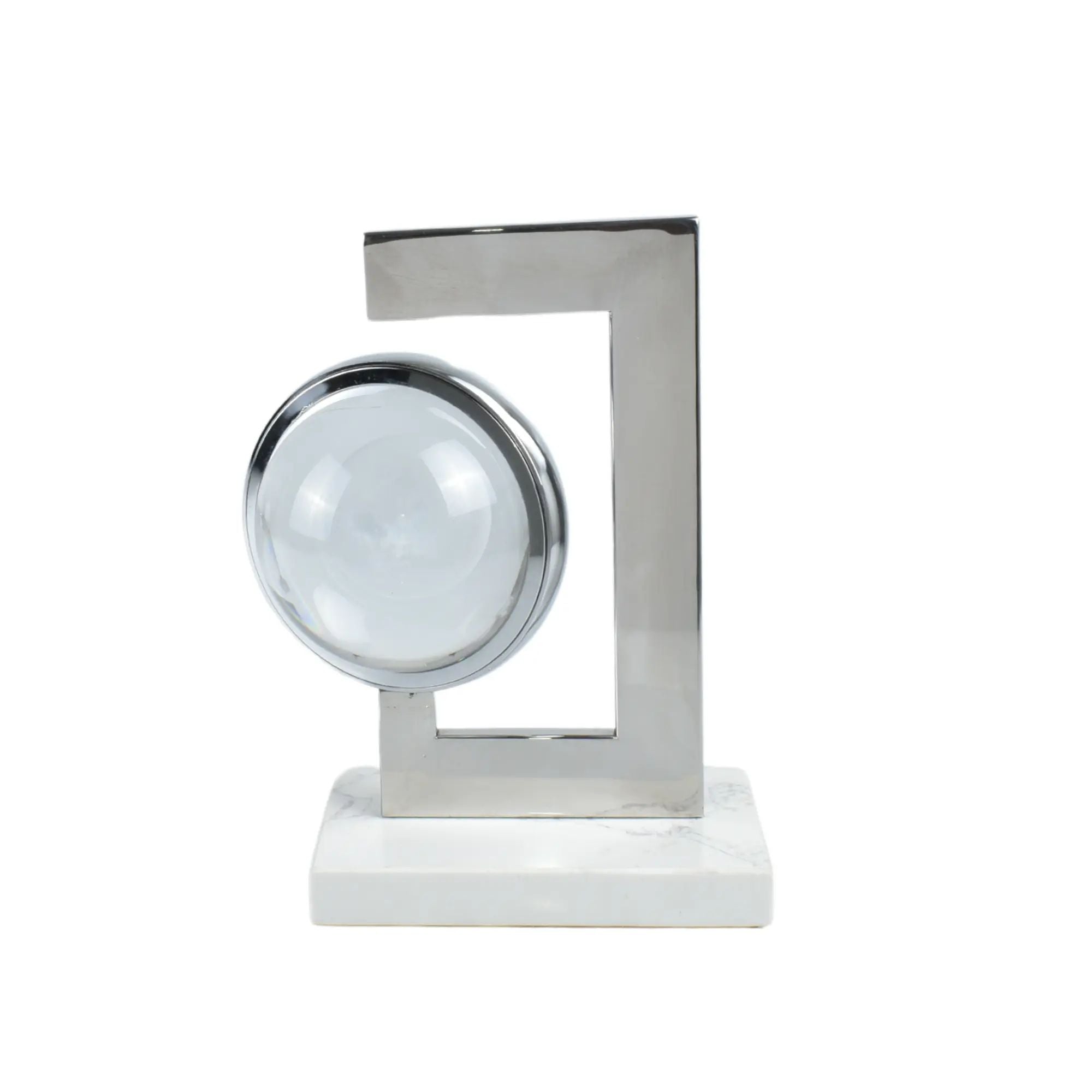 Dekoobjekt - auf Marmorsockel - Metall Deko-Objekt mit Glas-Kristallkugel Alieni Default Title