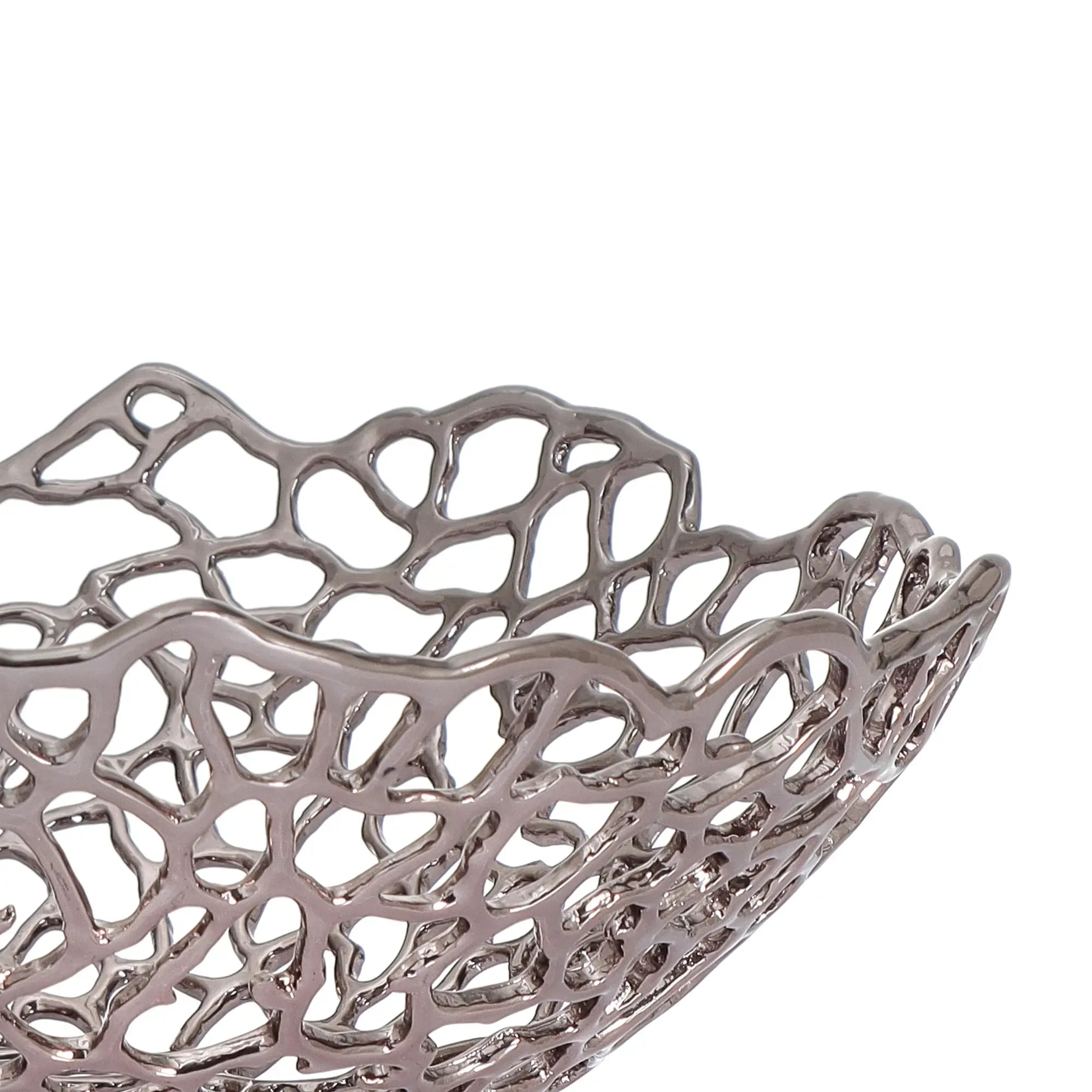 Obstschale - Korallenform - Edle Dekoschale Runde-Fruchtschale Spinnennetz Groß