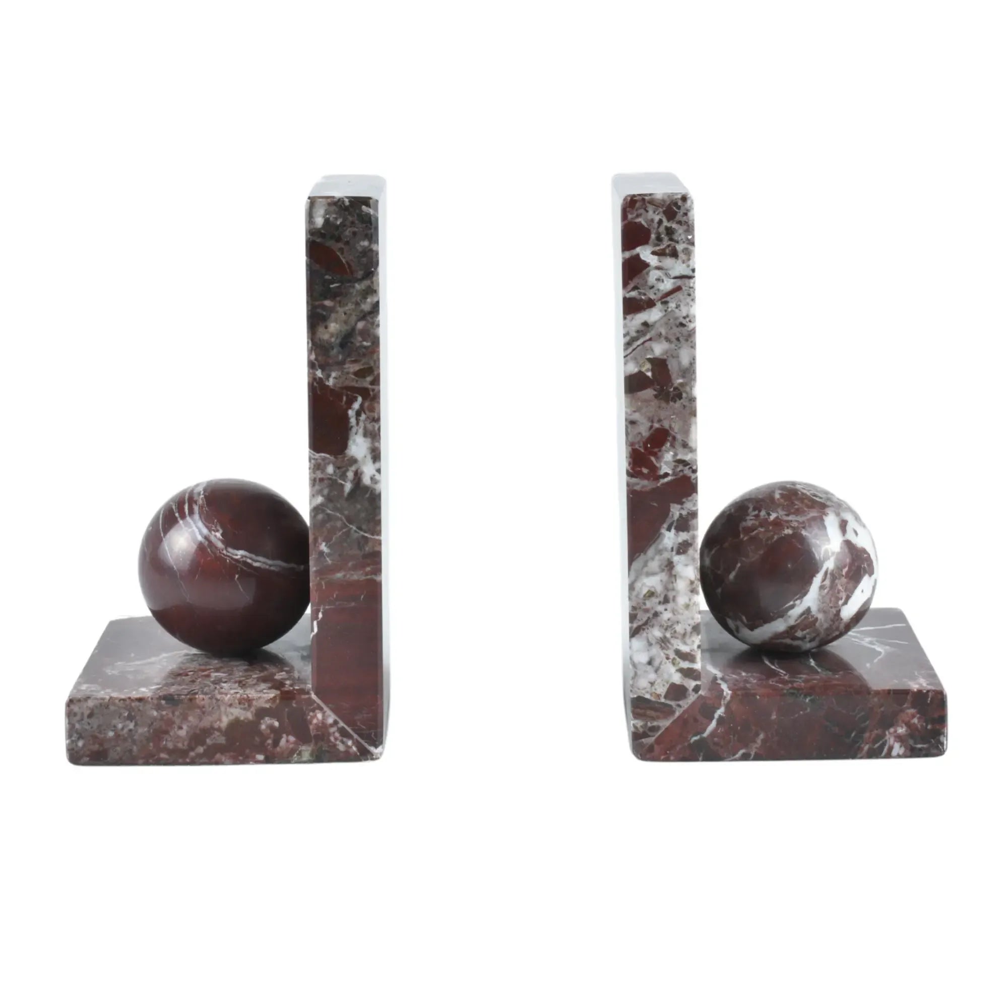 Buchstütze - aus kirschroten Marmor - Buchhalter mit Marmorkugel Naturstein Stütze Rosso Default Title