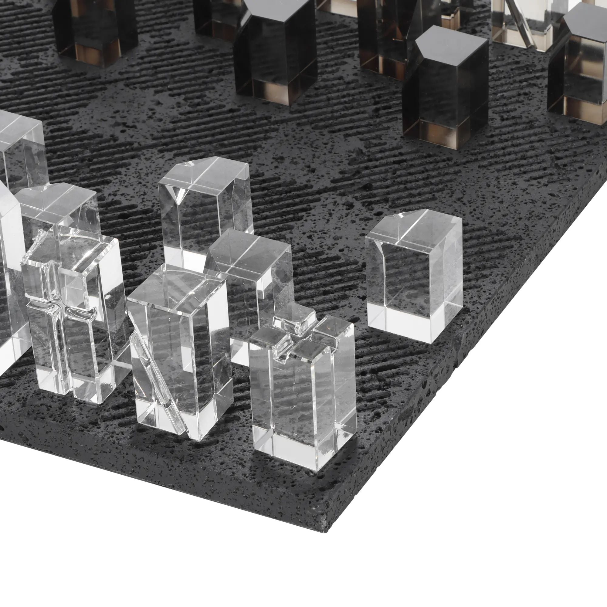 Schachspiel - Naturstein und Glas - Modernes Schachspiel edles Schachset Luxe Strategica Default Title