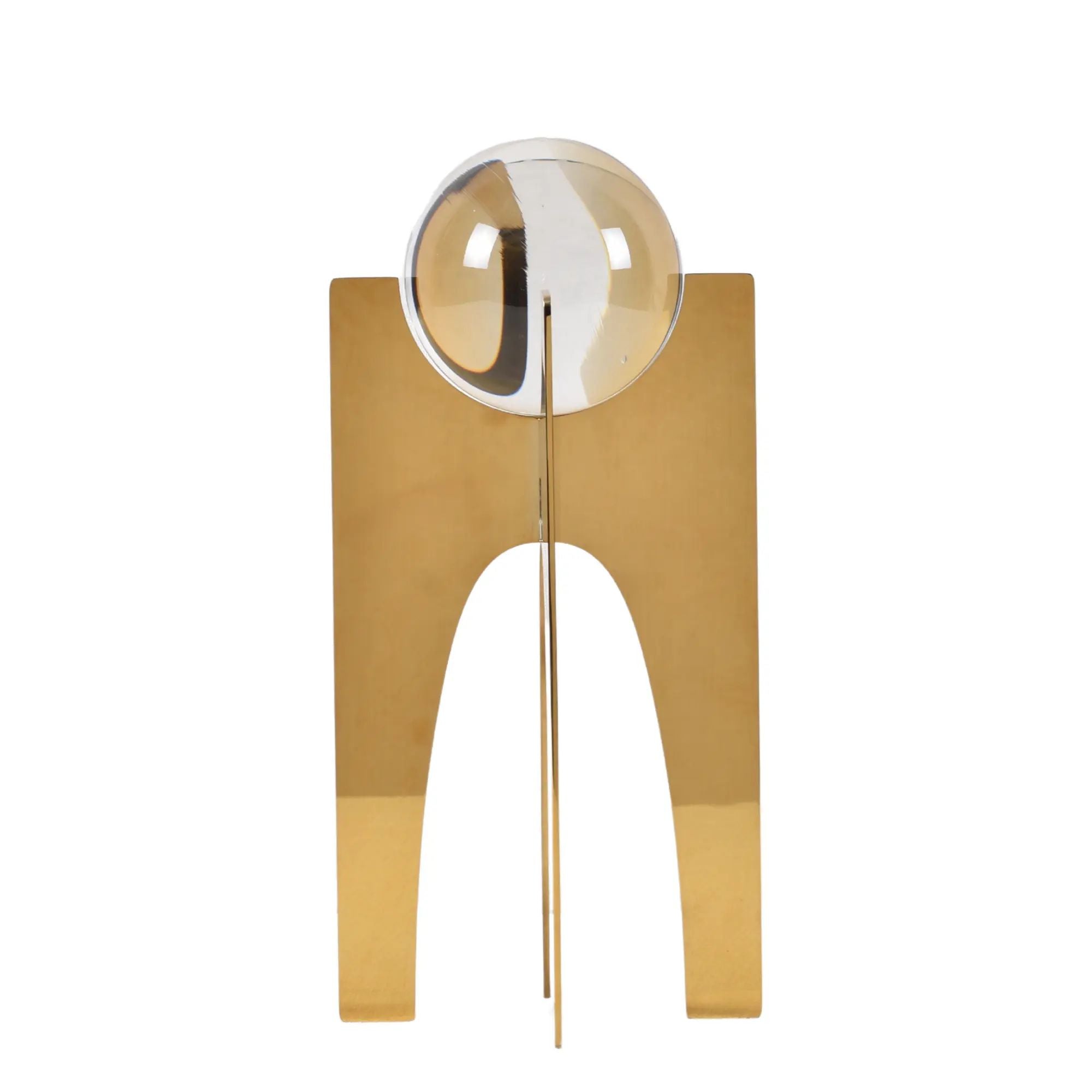 Dekokugel - auf Goldgestell - Designobjekt mit Glaskugel Agurer gold