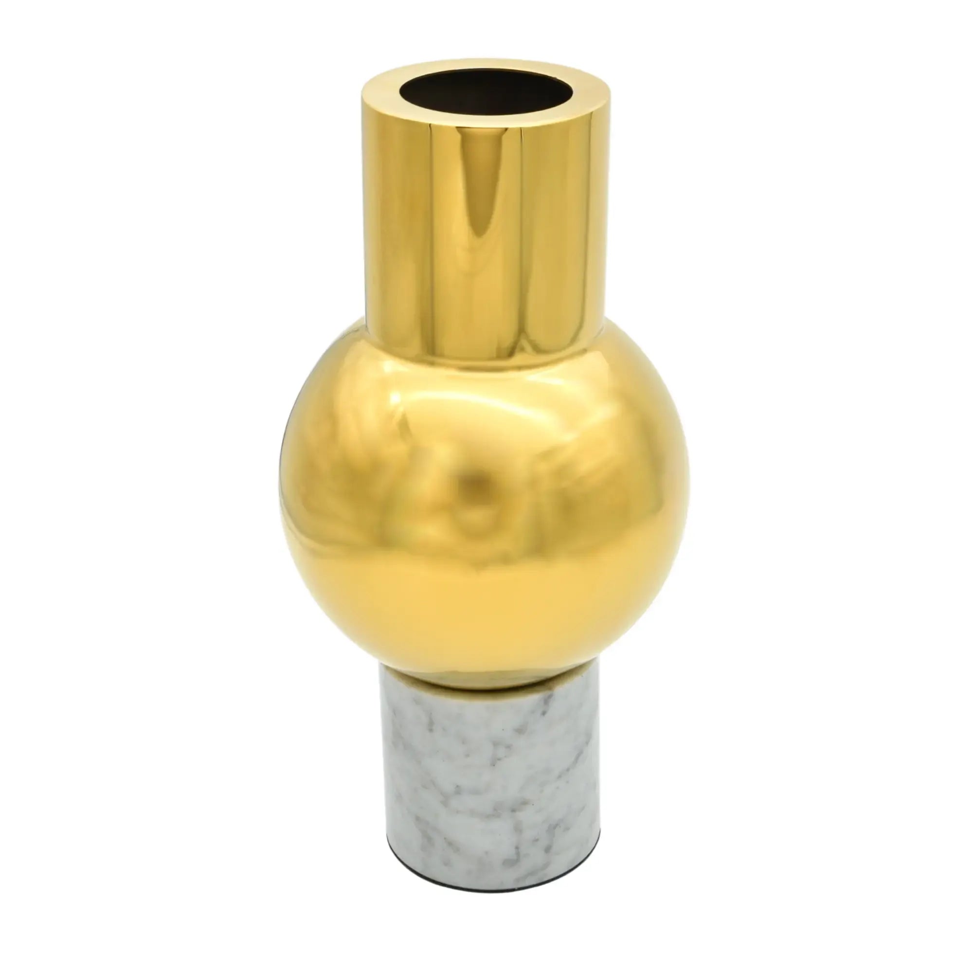 Vase - mit Marmorgestell - Runde Tischvase Edelstahlvase Fatroly Goldi