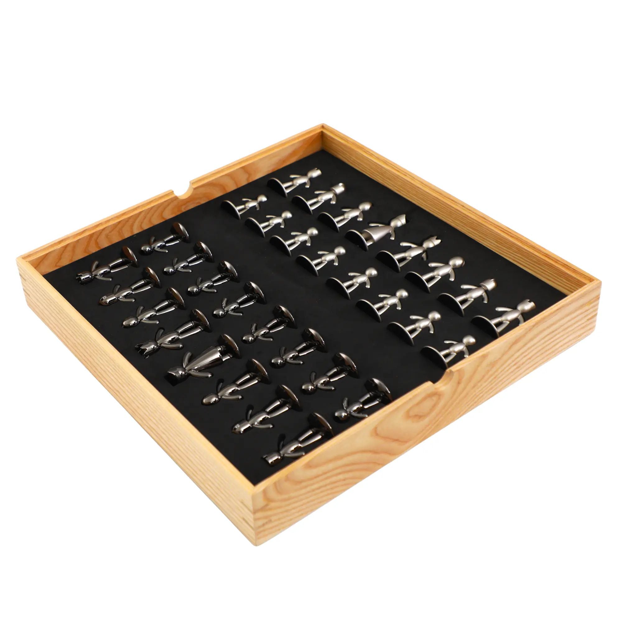Schachspiel - Skulpturales Brettspiel aus Metall & Holz – Modernes Schach-Set mit figurativen Figuren – Persona Échecs Nan