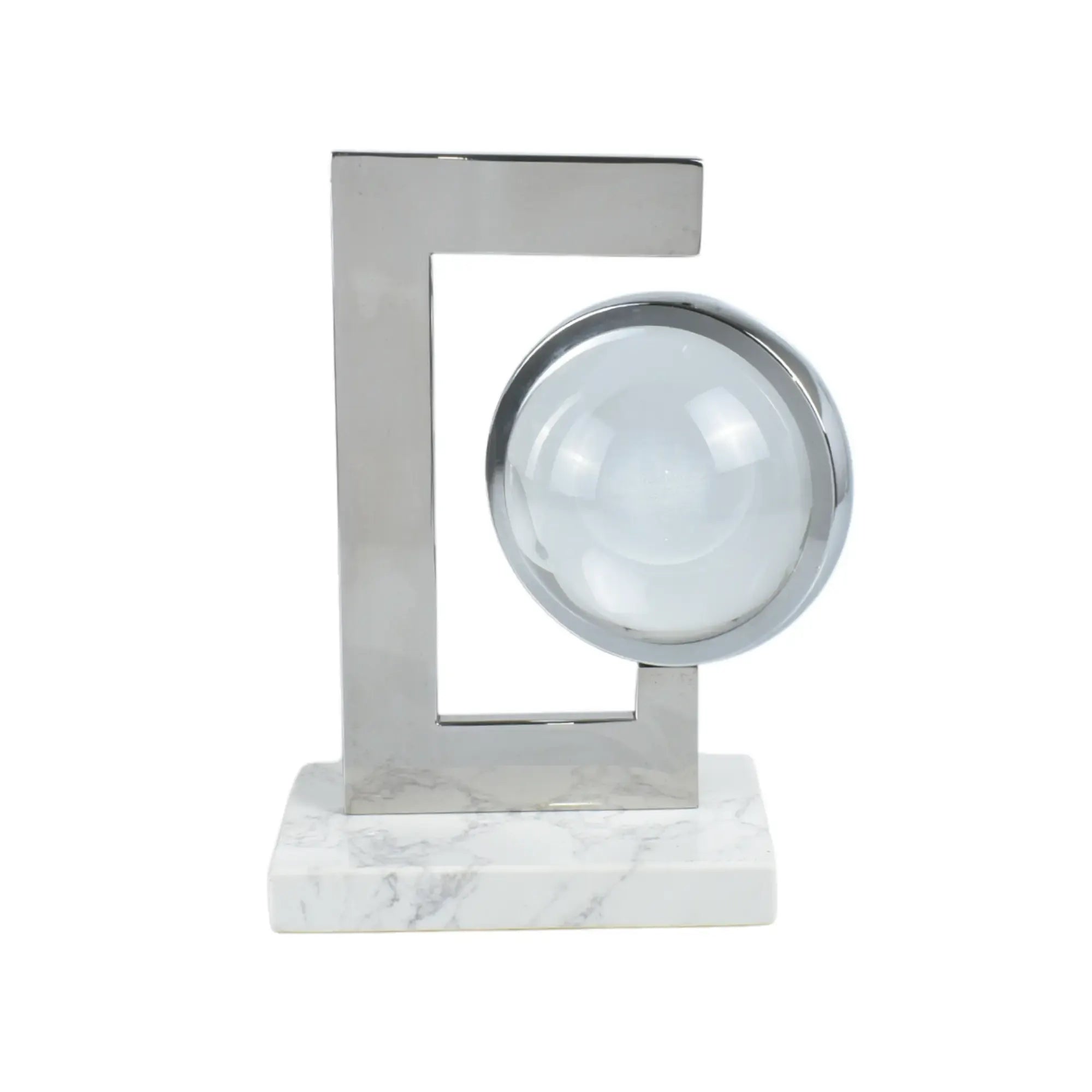 Dekoobjekt - auf Marmorsockel - Metall Deko-Objekt mit Glas-Kristallkugel Alieni Default Title