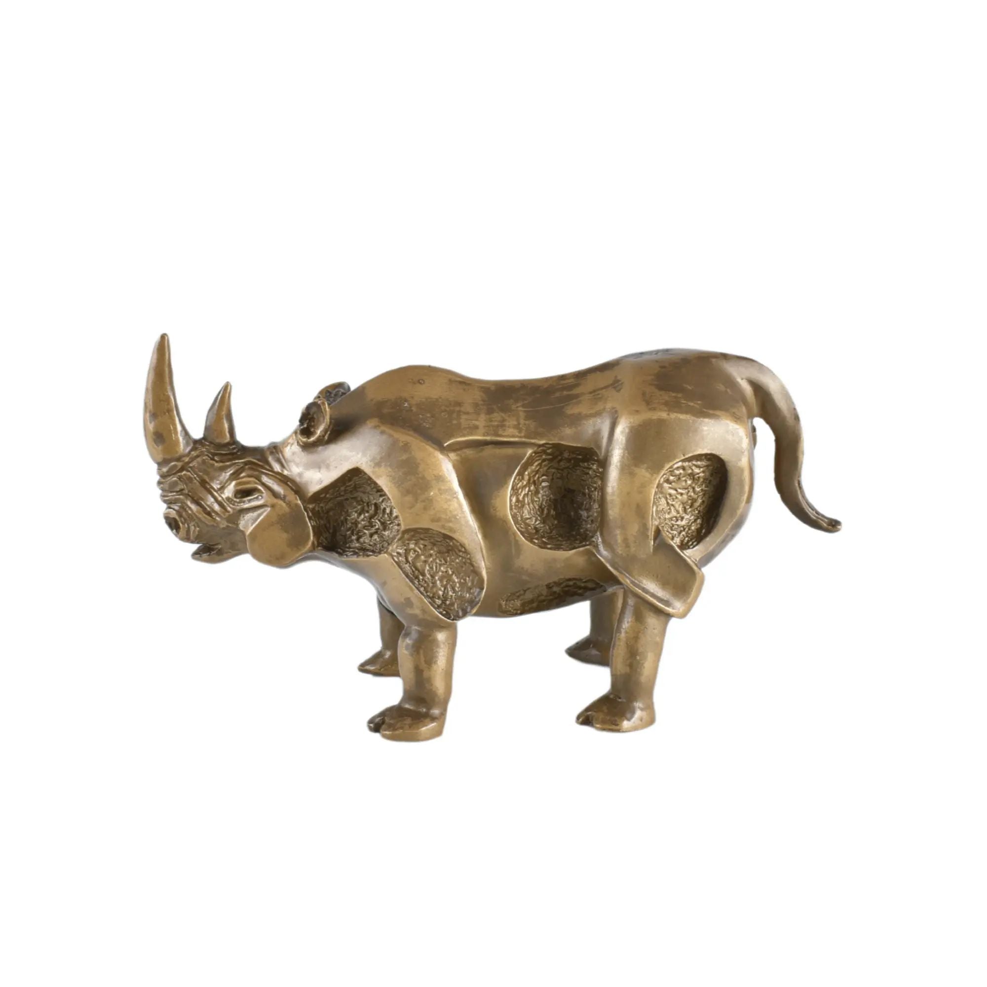 Tierfigur - Nashorn - Edle Deko-Skulptur Design Deko-objekt Brass Guardian Bronze