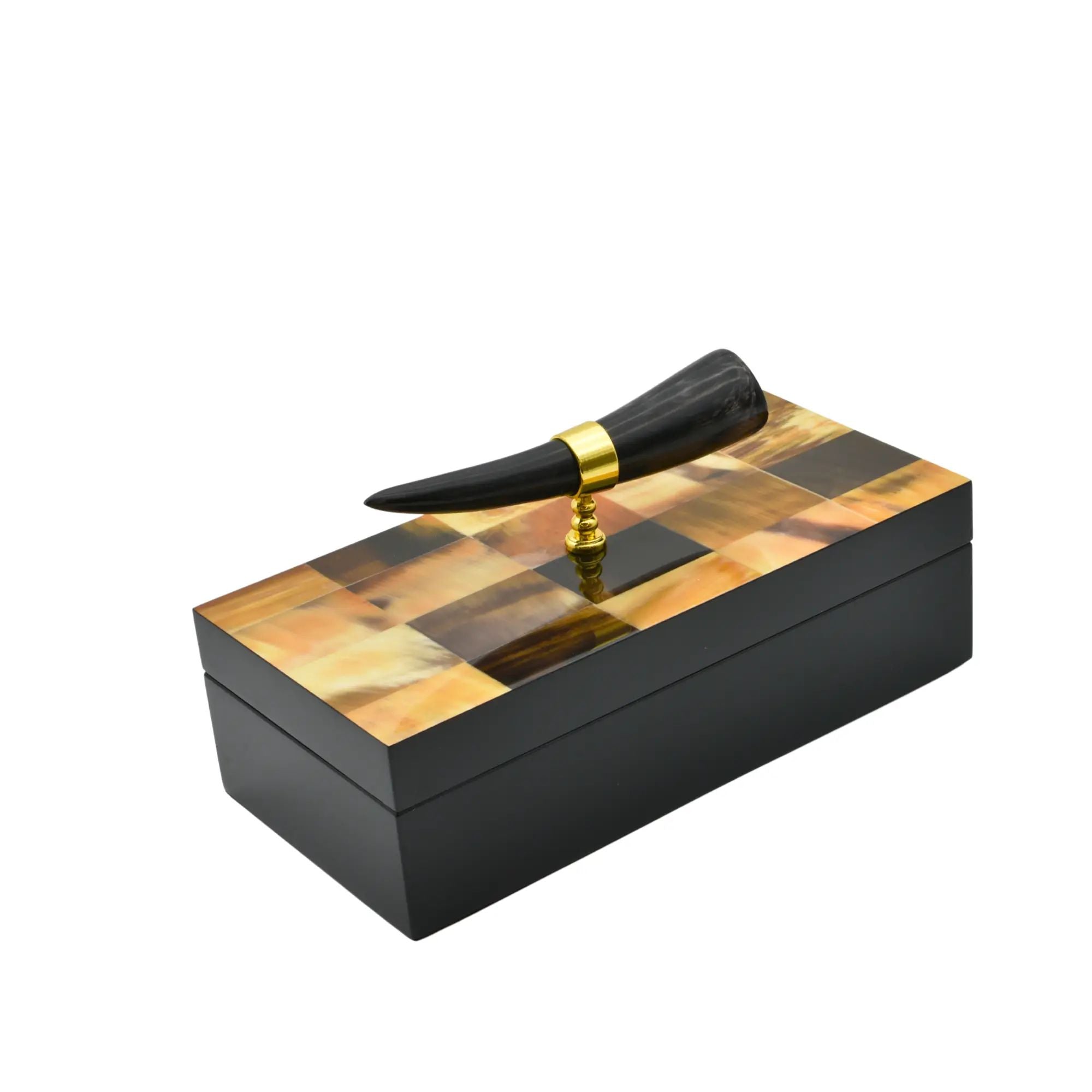 Holzschatulle - rechteckig mit Deckel - Design Aufbewahrungsbox Horn-Deko Schmuckkasten Evidenza Default Title