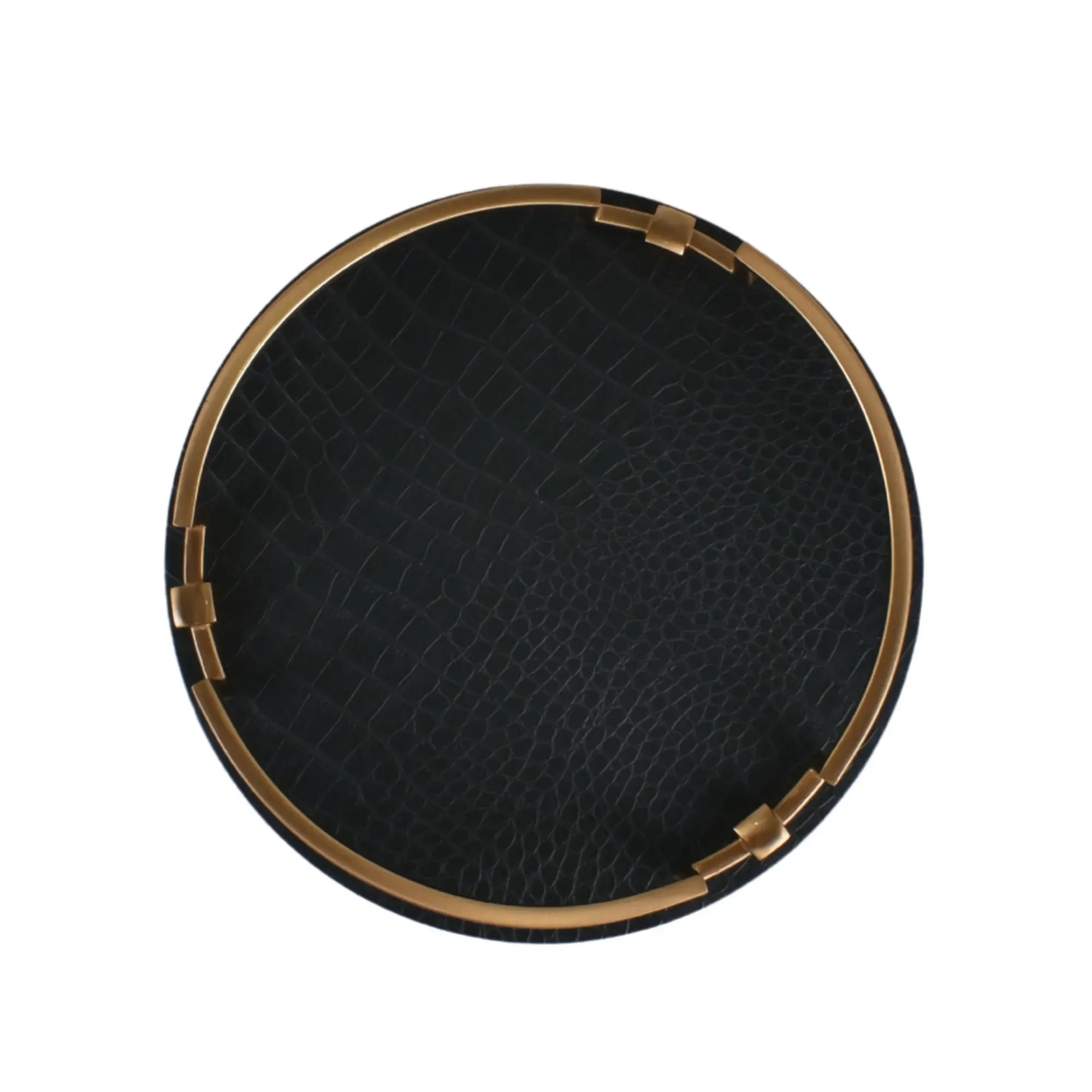 Serviertablett - mit Griff Lederoptik - Dekoratives Tablett rundes Tablett Eclipse Noir Default Title