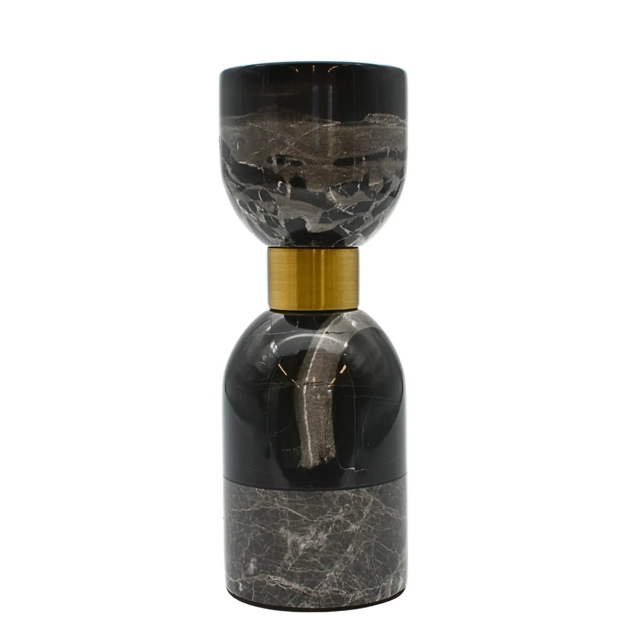 Kerzenständer - Marmor mit Goldakzent - Tischdeko Kerzenhalter edles Kerzenleuchter Obsidian Elegance Klein