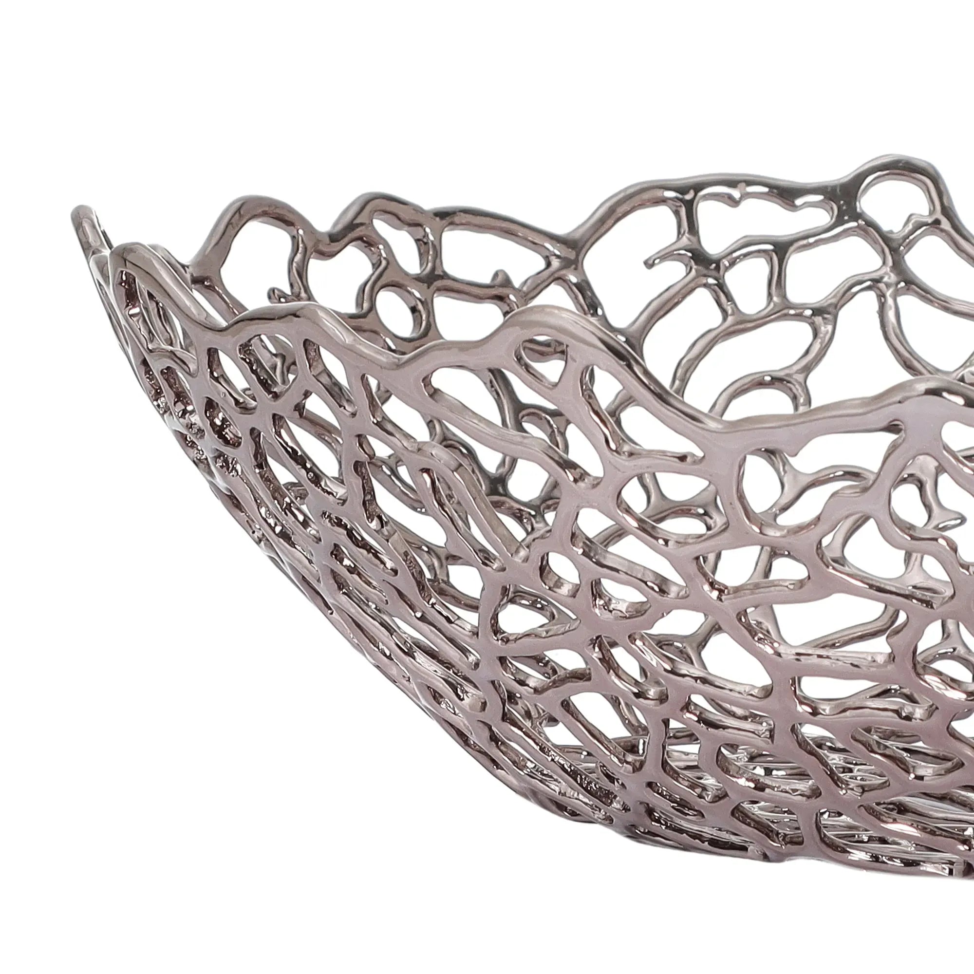 Obstschale - Korallenform - Edle Dekoschale Runde-Fruchtschale Spinnennetz Groß