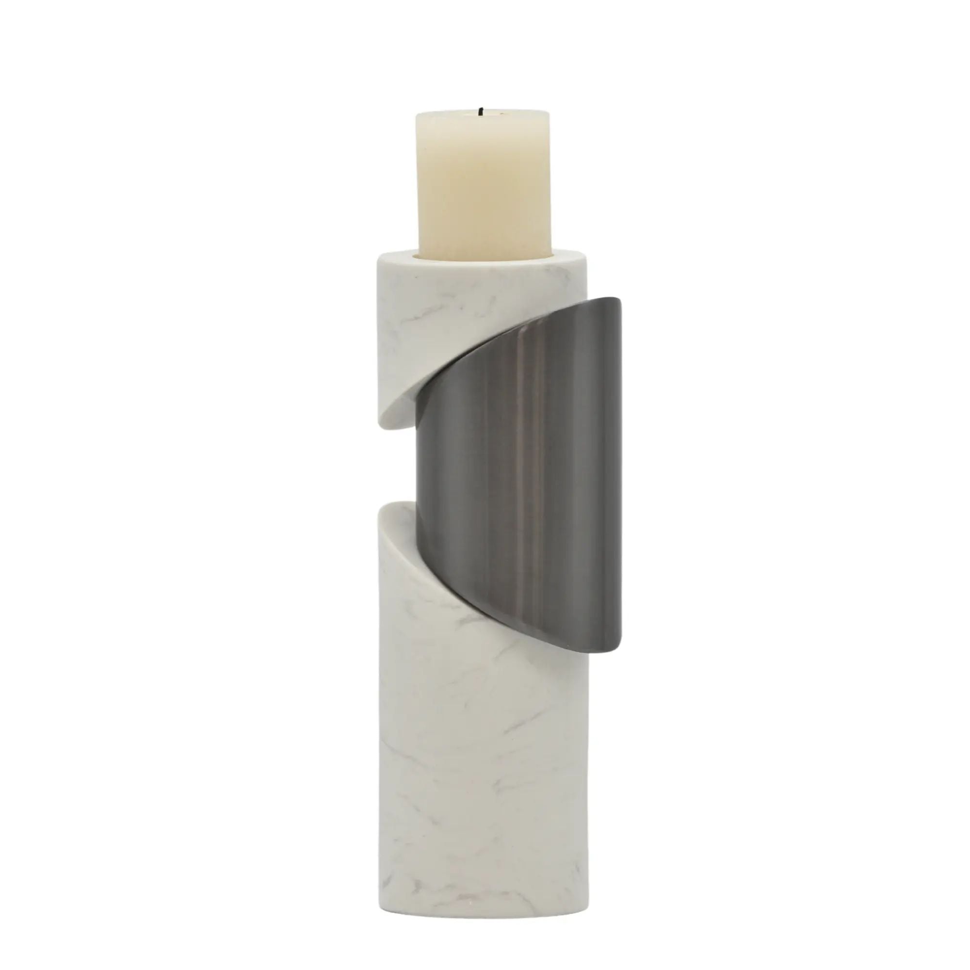 Kerzenhalter - Marmor mit Stahlakzent - Großer Kerzenständer Dekorativ Luce Métallique Default Title