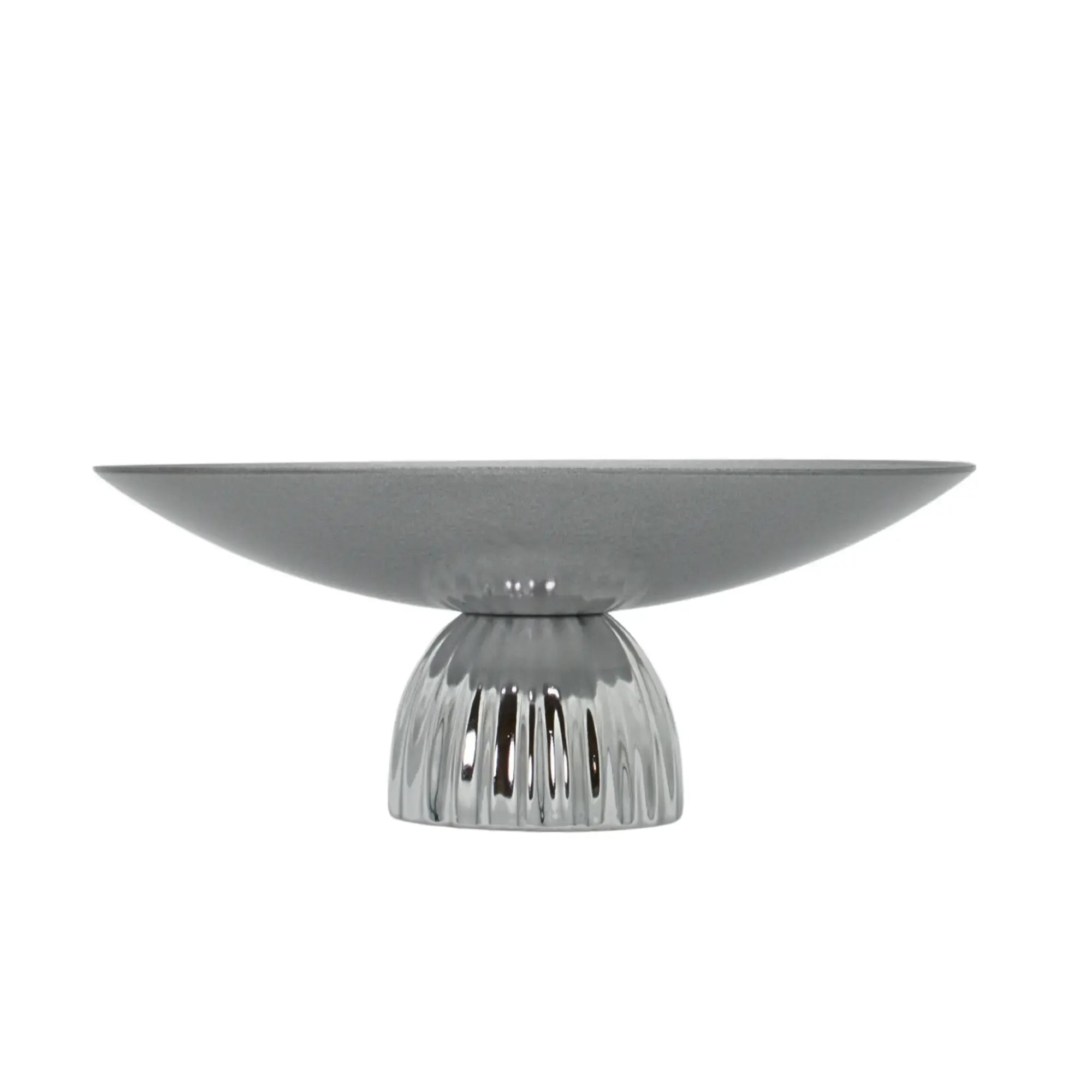 Runde-Schale - auf Relief Fuß - Edle Runde Obstschale Metallschale Kaktus