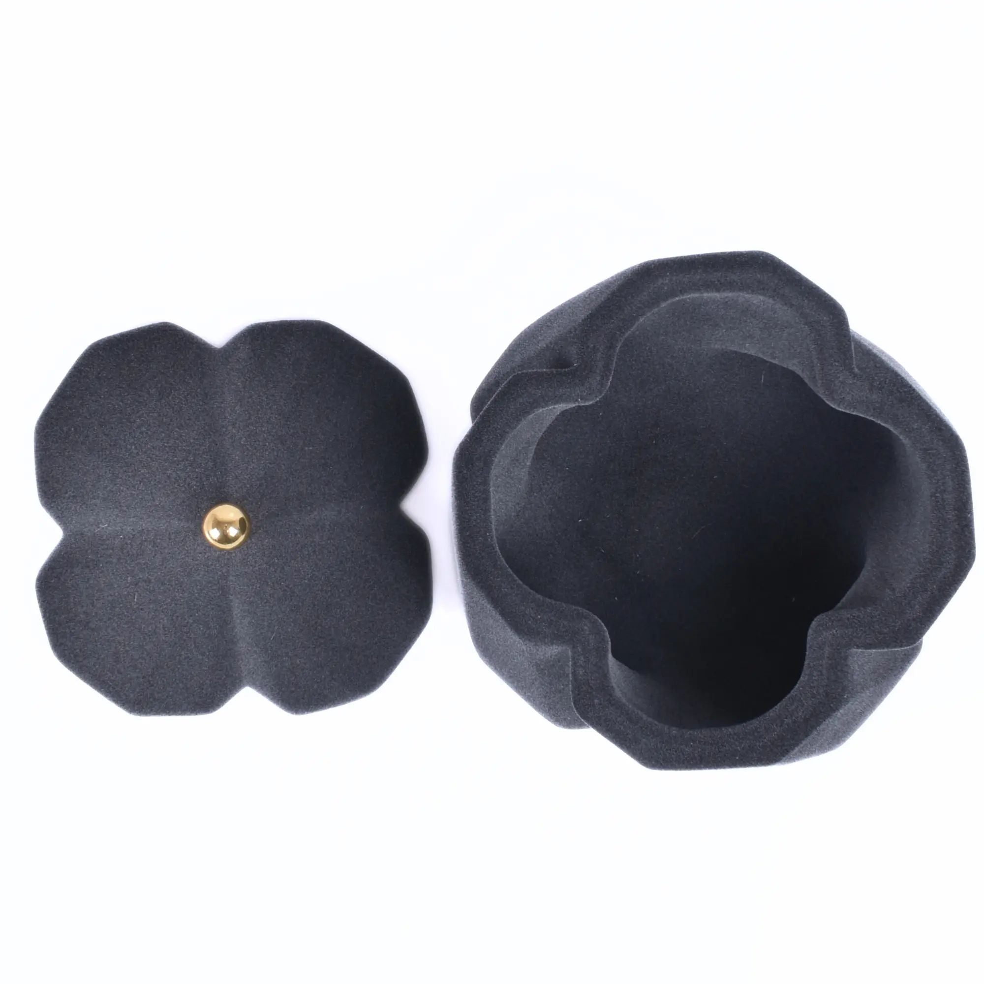 Schmuckkästchen - mit Deckel aus Samt - Blütenform Schmuckdose schöne Deko-Dose Velvet Bloom Dunkelgrau