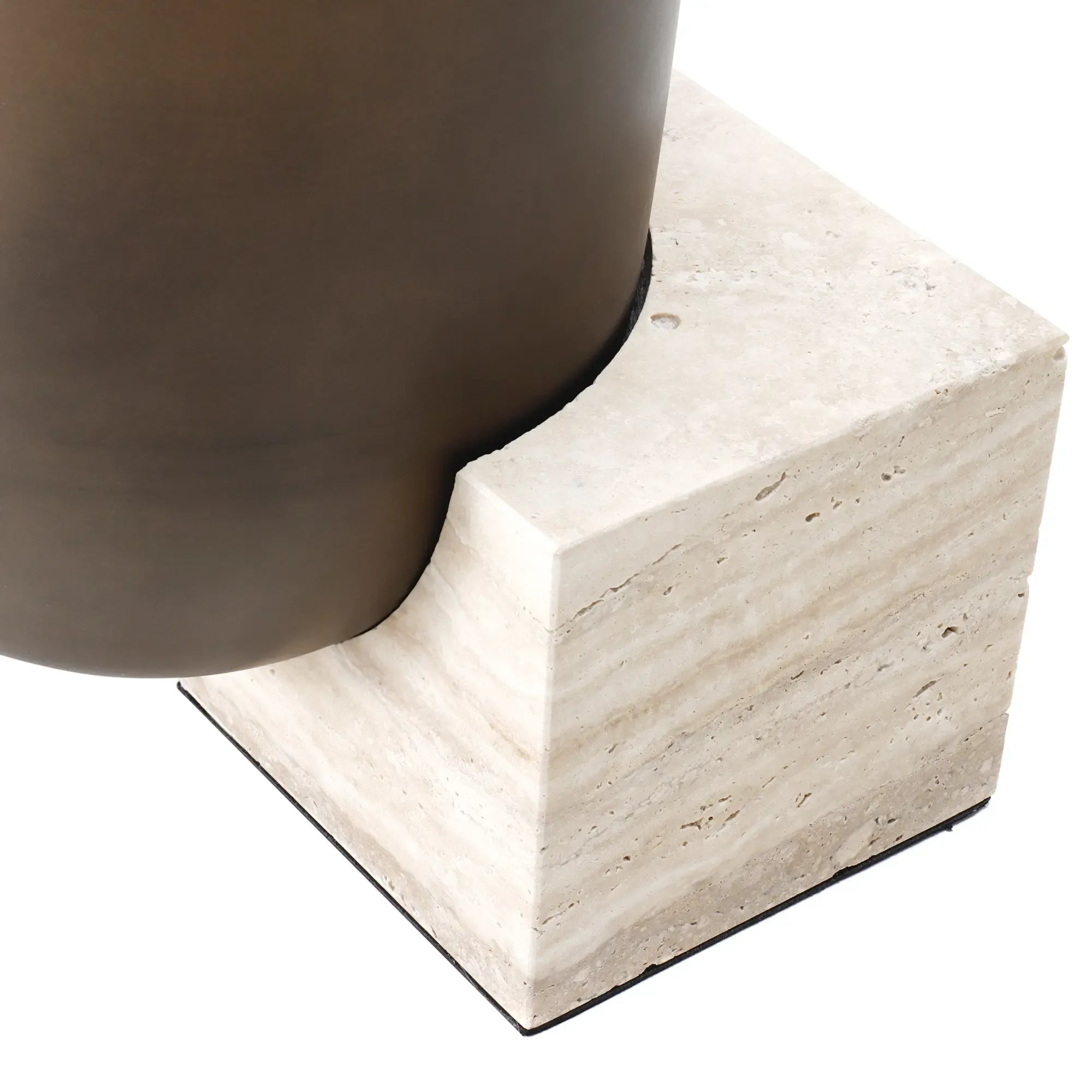 Vase - mit Travertinsockel - Bronze Standvase Design Tischdeko Vase Romano