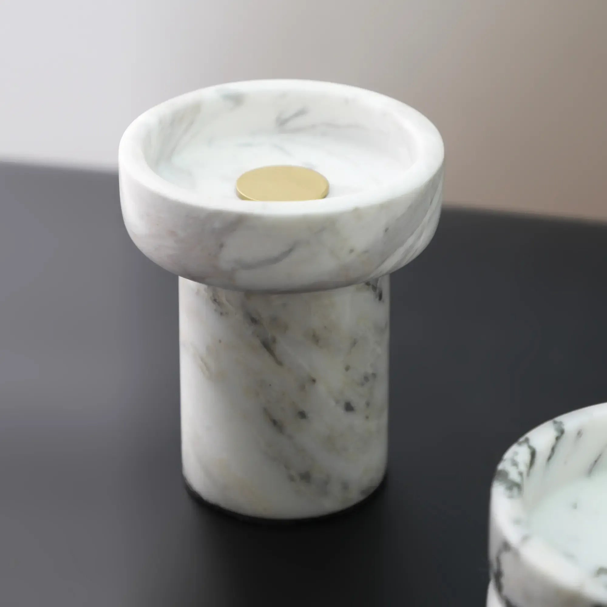 Kerzenhalter - Moderner runder Design-Kerzenständer - Massiver Kerzenständer Marbre Orbis Aurea