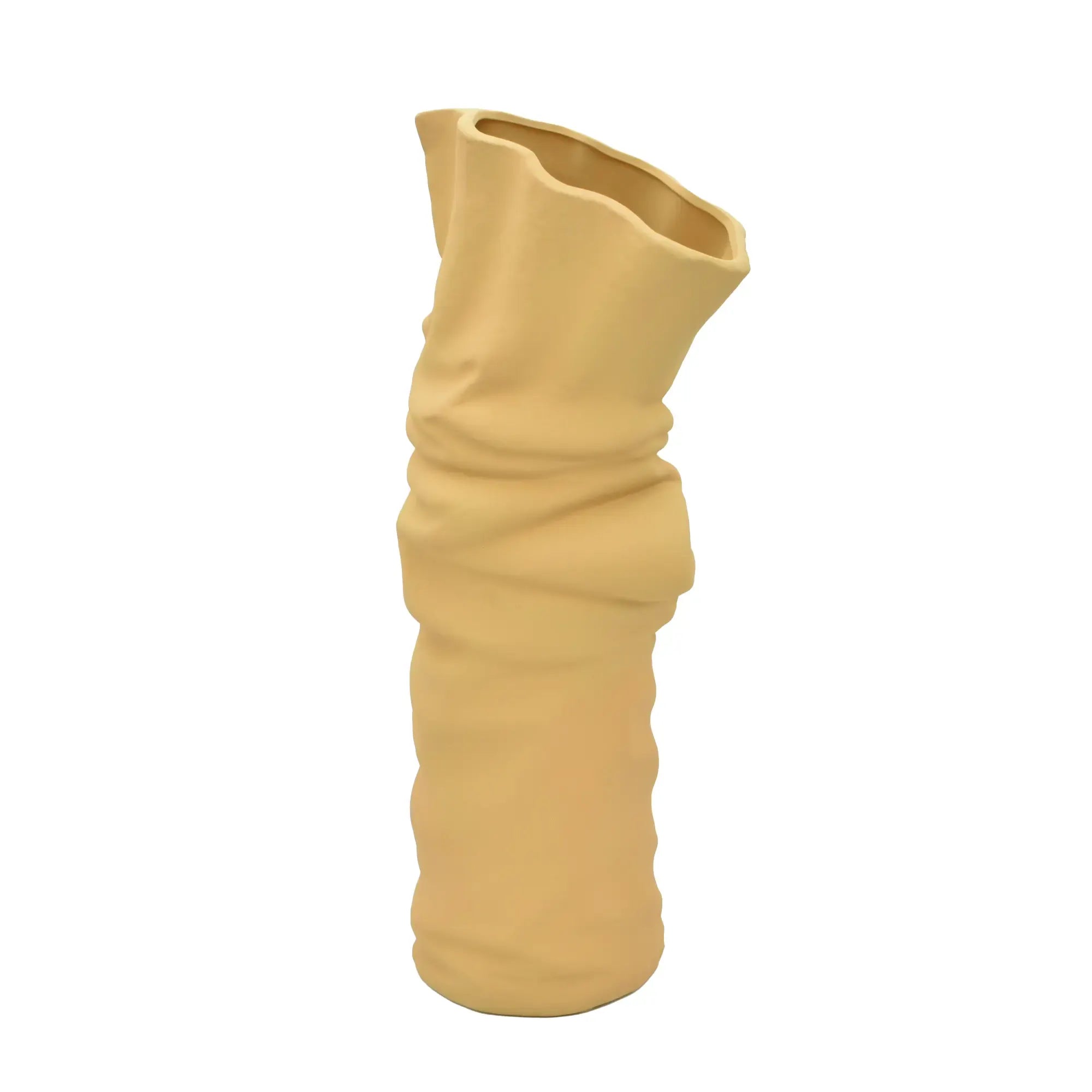 Keramikvase - handgemachte Designvase - Skulpturale Standvase Ondula Terrae Beige
