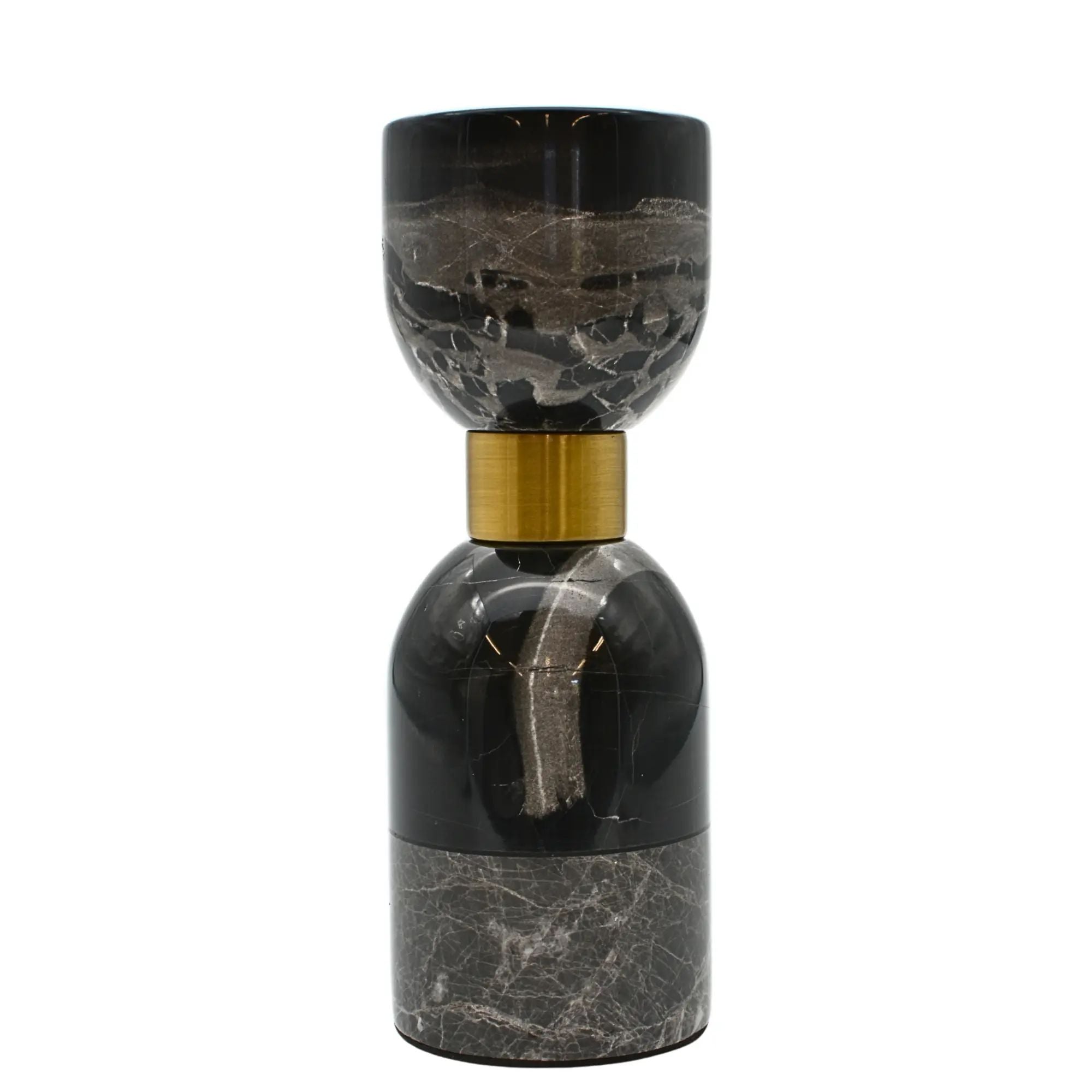 Kerzenständer - Marmor mit Goldakzent - Tischdeko Kerzenhalter edles Kerzenleuchter Obsidian Elegance Klein