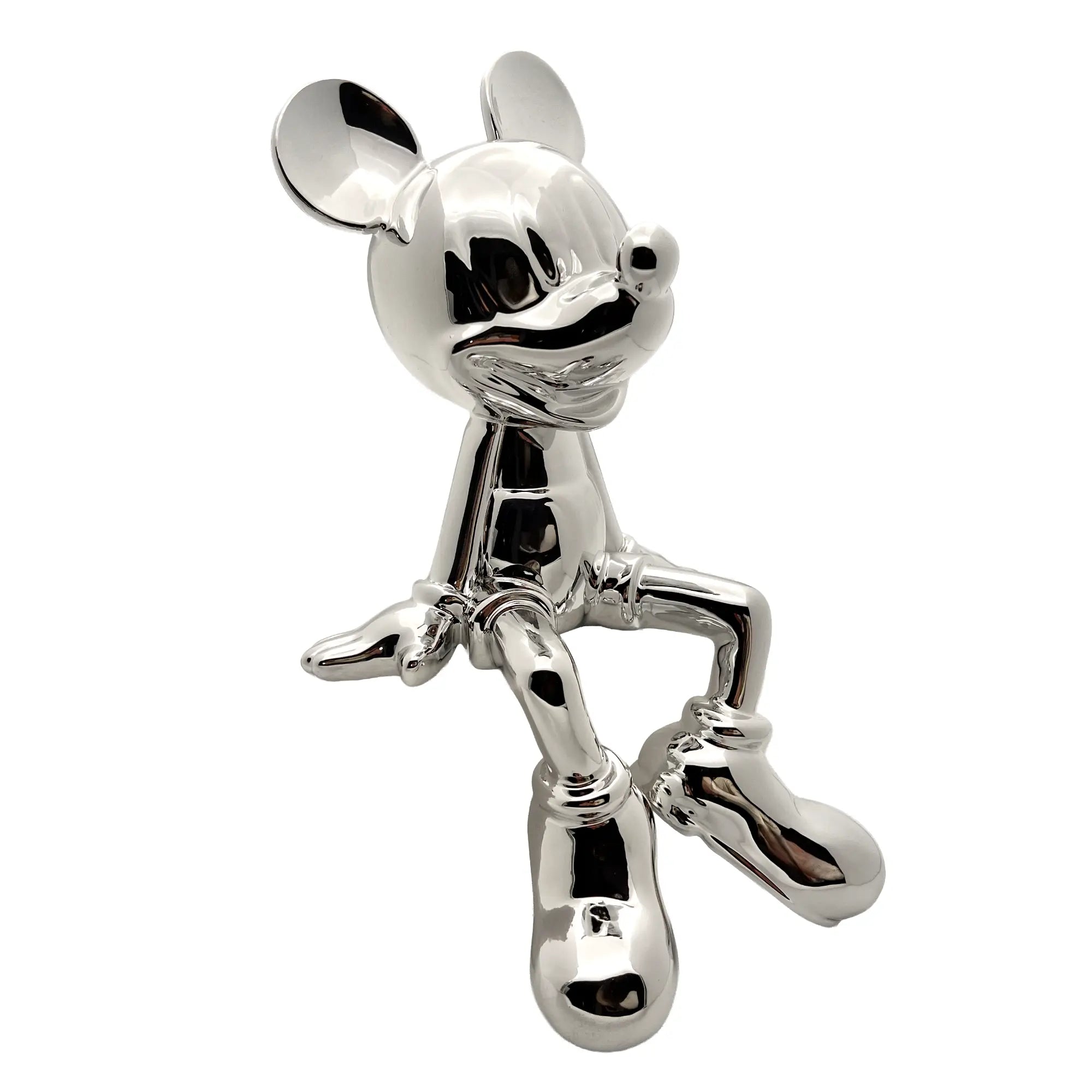 Deko Mickey Mouse (Micky Maus) Zeichentrickfigur - Große silbener glänzender Figur - Sammlerstück - Designer Tischdeko - Dekoobjekt