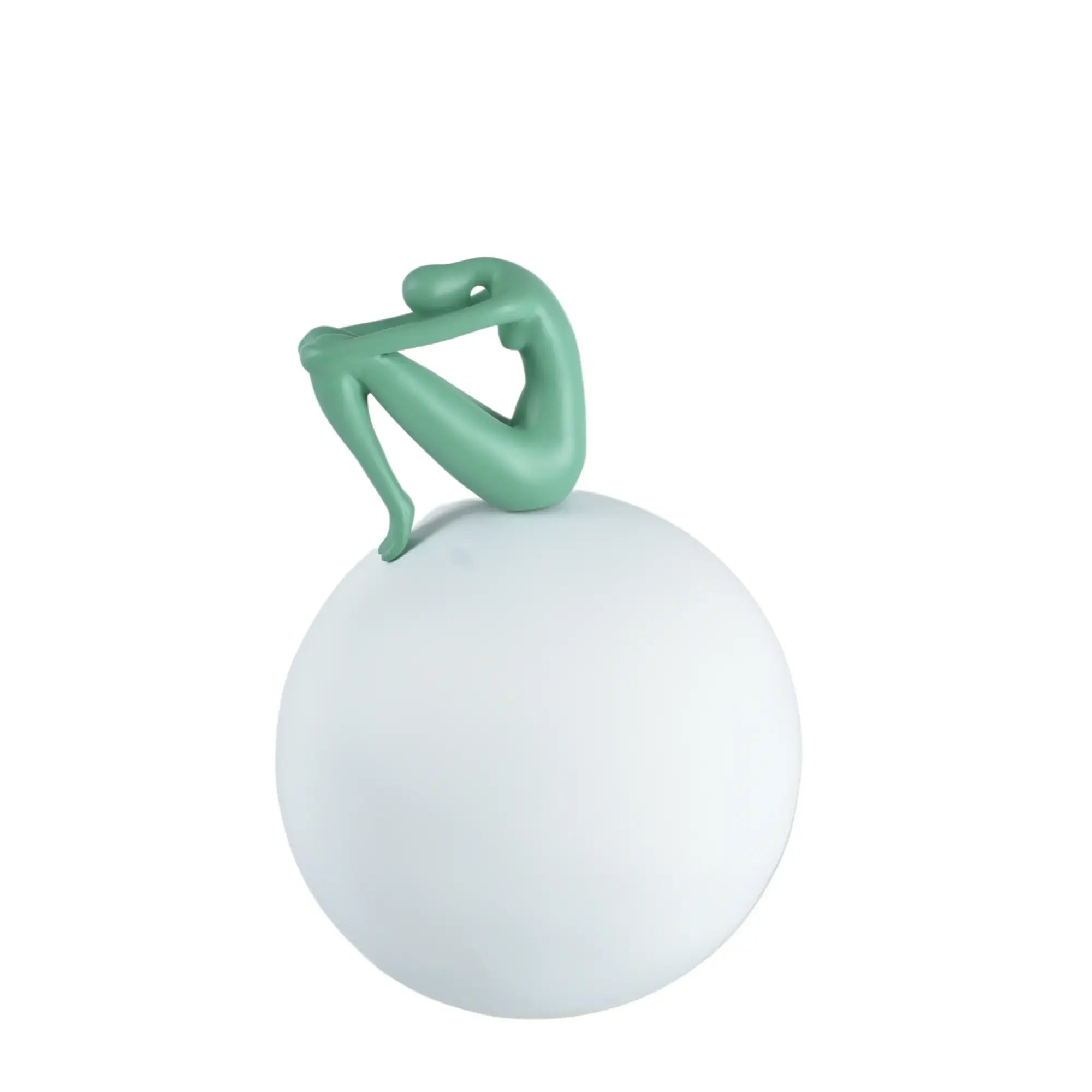 Dekofigur - Mensch auf einer Kugel - Modernes Deko-Objekt Figurenskulptur Réflexion Moderne Seeblau