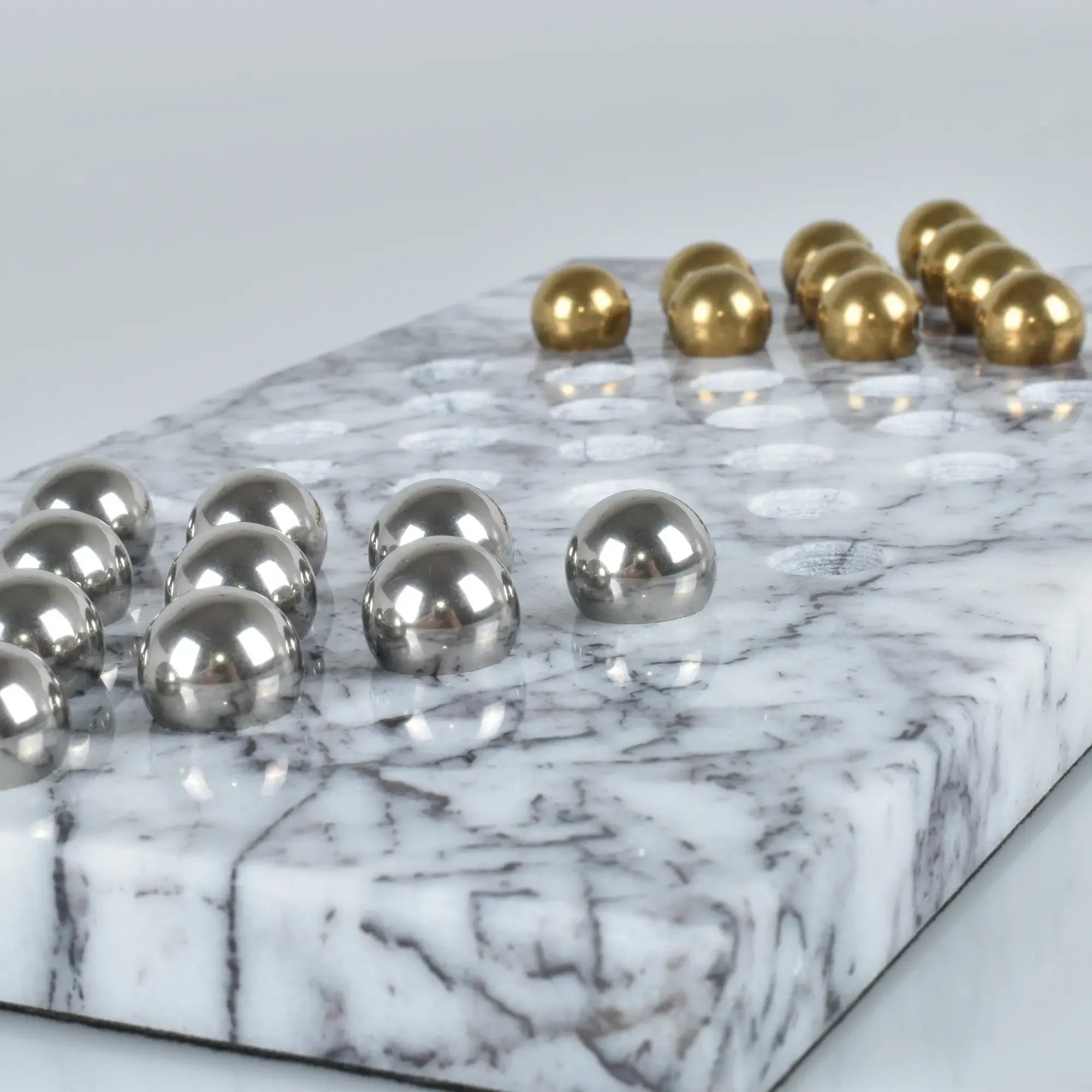 Solitaire-Spiel - aus Marmor - Hochwertiges Tischspiel mit Metallkugeln Jeu d'Équilibre