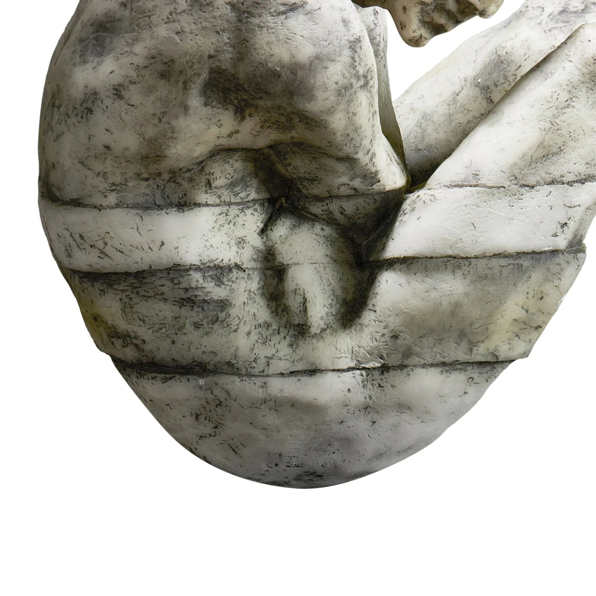 Kunststein-Skulptur - gebeugte Menschenfigur - Kunststein auf Sockel Human Arc Grau