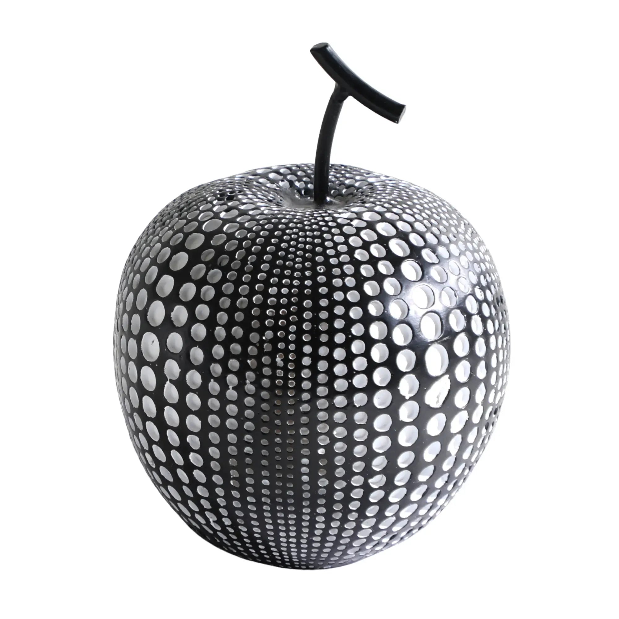 Dekoobjekt - Apfel Skulptur – Kunstharz Schwarz‑Silber Obstdekor – Abstraktes Designobjekt Noir Nan