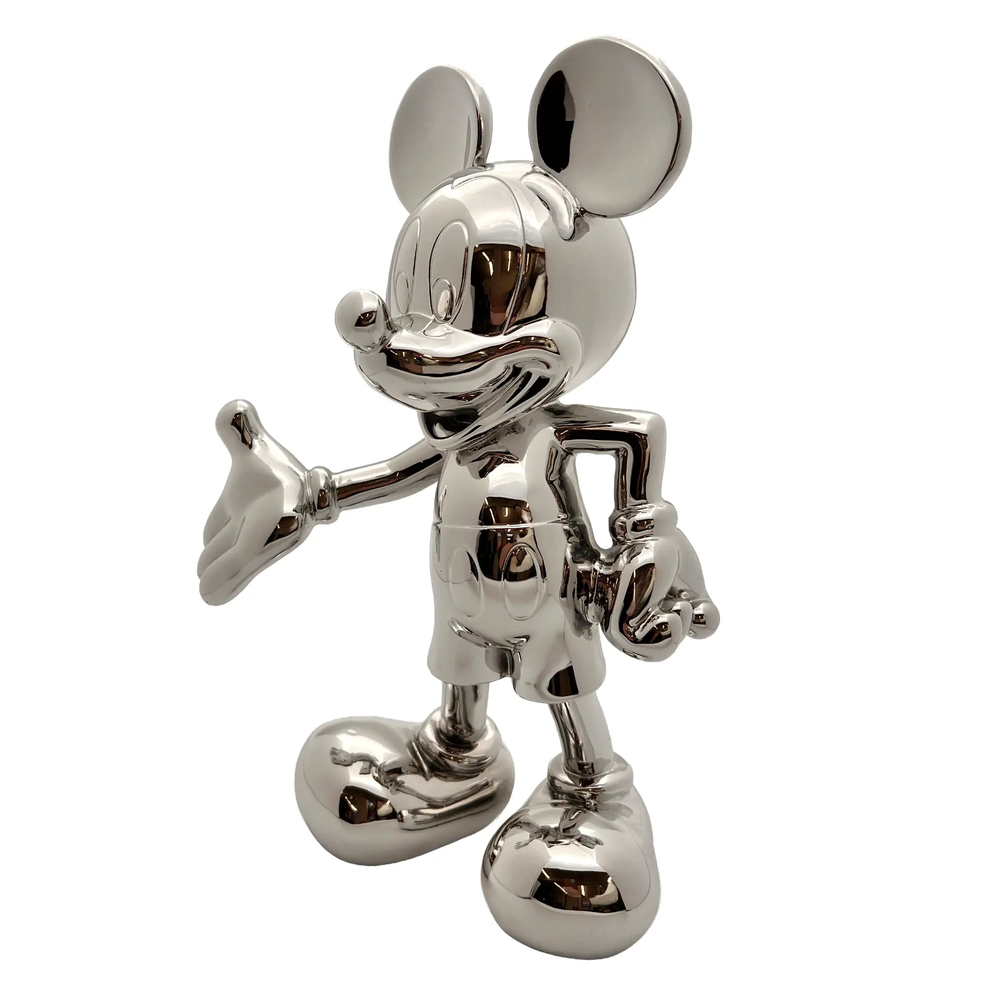 Deko Mickey Mouse (Micky Maus) Zeichentrickfigur - Große silbener glänzender Figur - Sammlerstück - Designer Tischdeko - Dekoobjekt