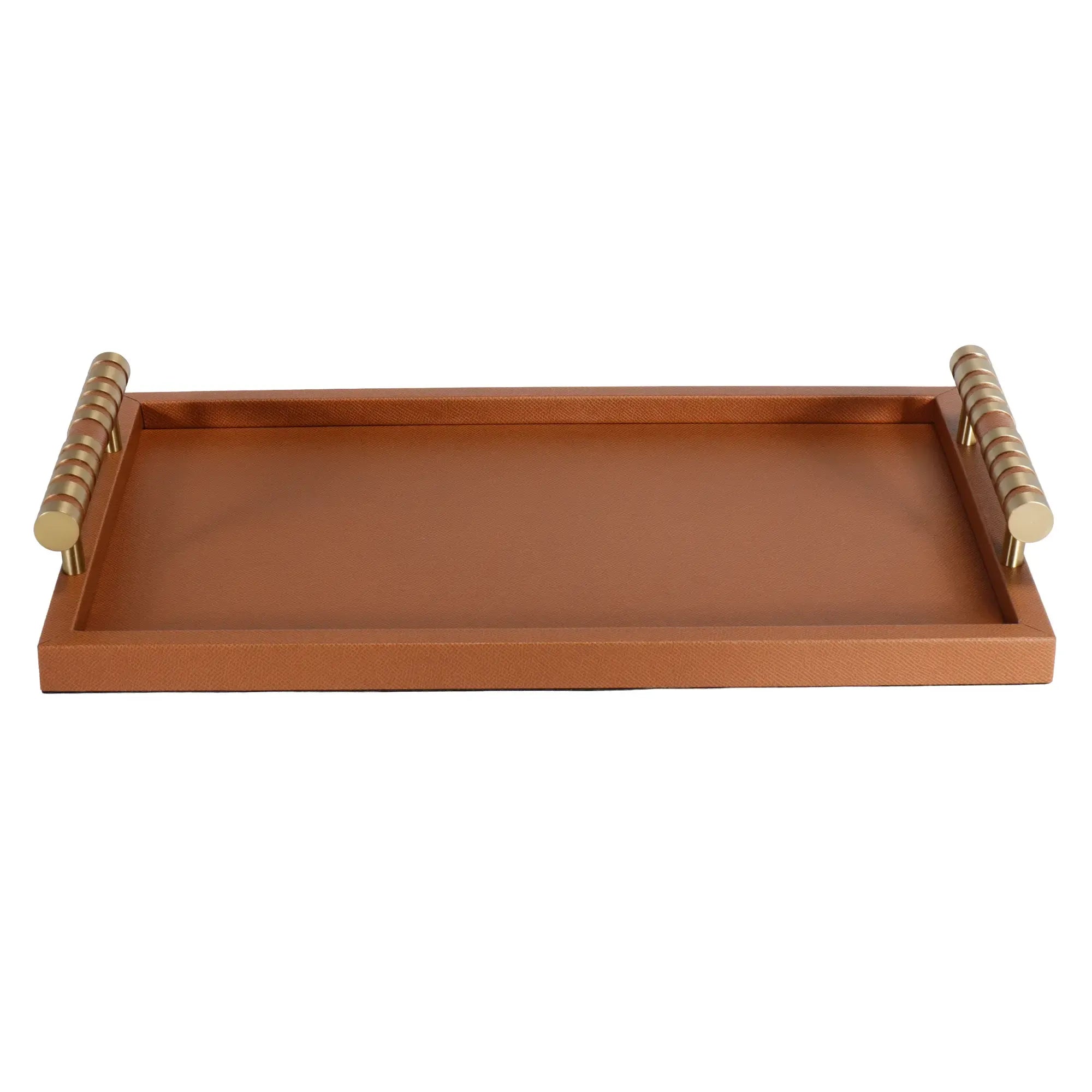 Serviertablett - Kunstleder Tablett mit Halterung Servierhelfer Cognac Leder Aurea Nan