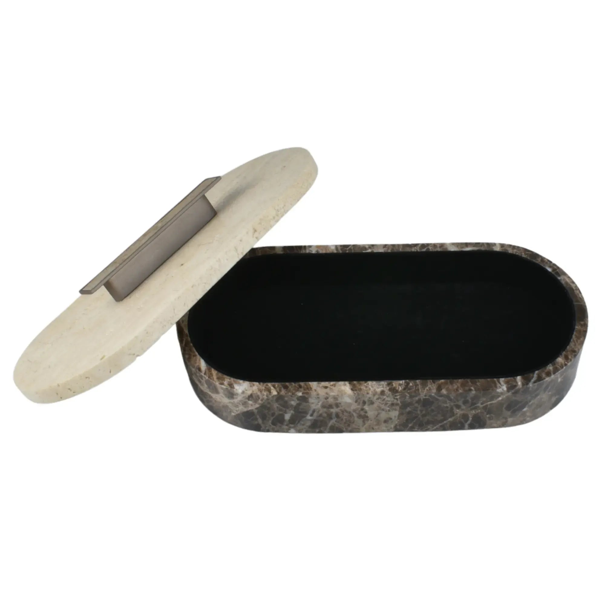 Marmordose - oval mit Deckel - Marmor-Schmuckkästchen schöne Box Roma Duo