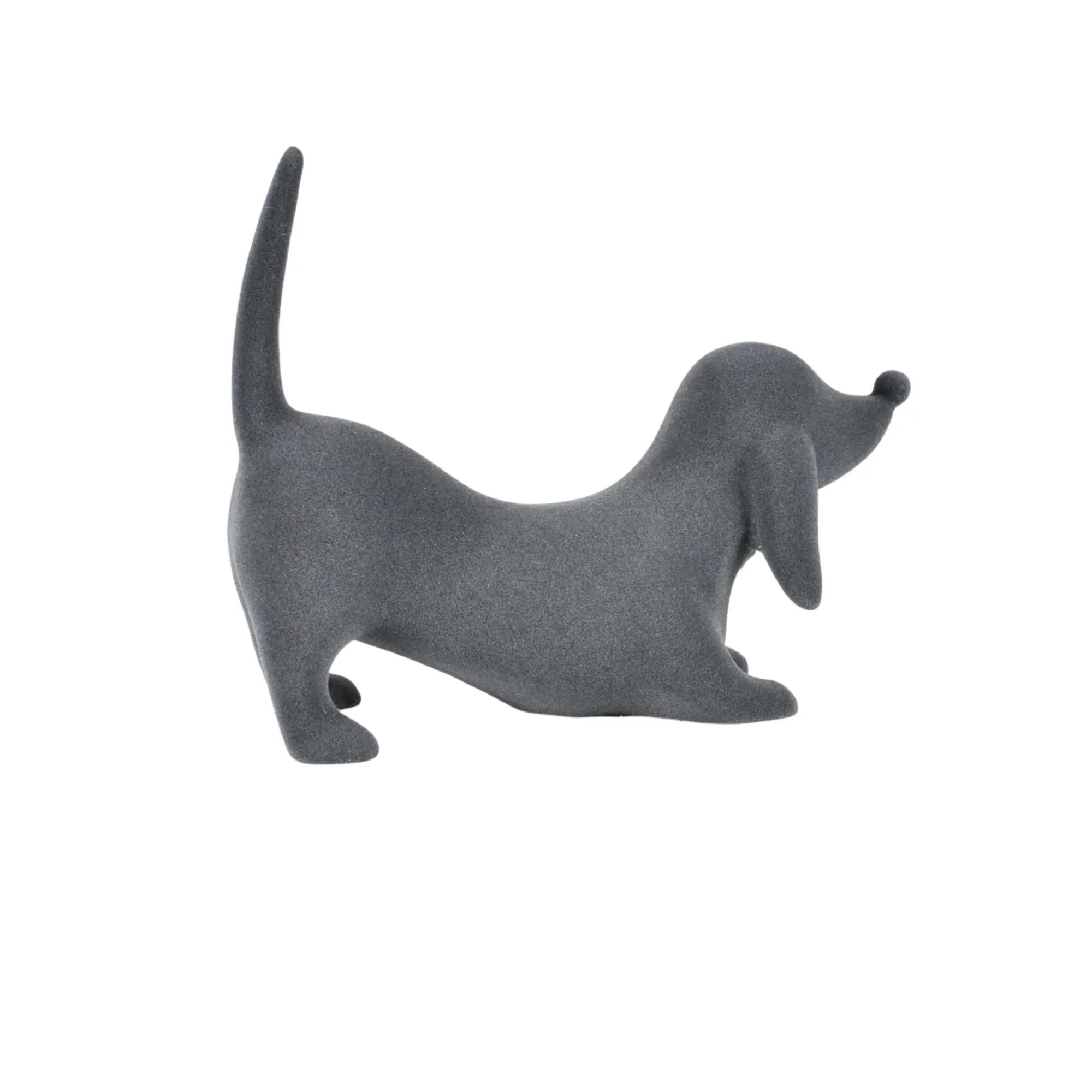 Tierfigur - Skulptur Samtige Hundefigur Canis Velours Élégance Grey