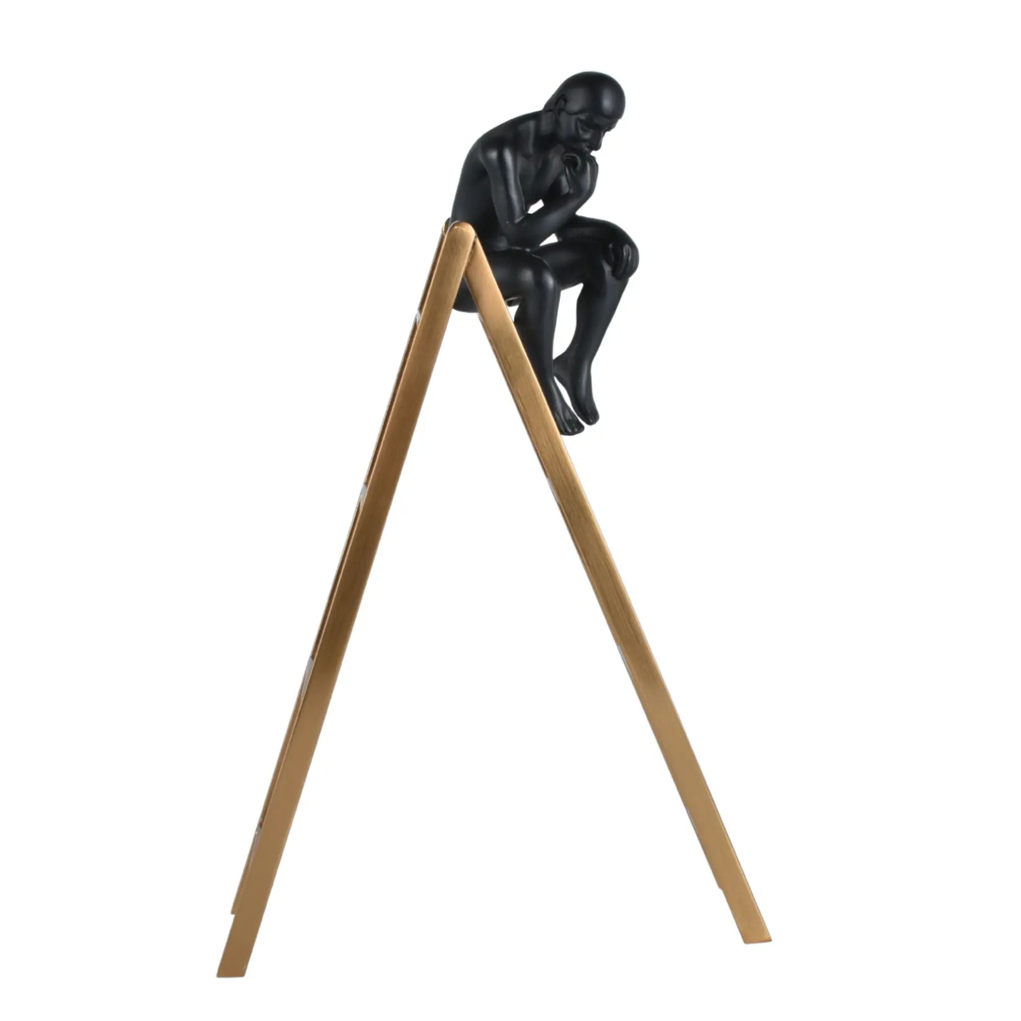 Denkerfigur - auf Leiter - Leiter Skulptur Rodin Hondo Antikgold
