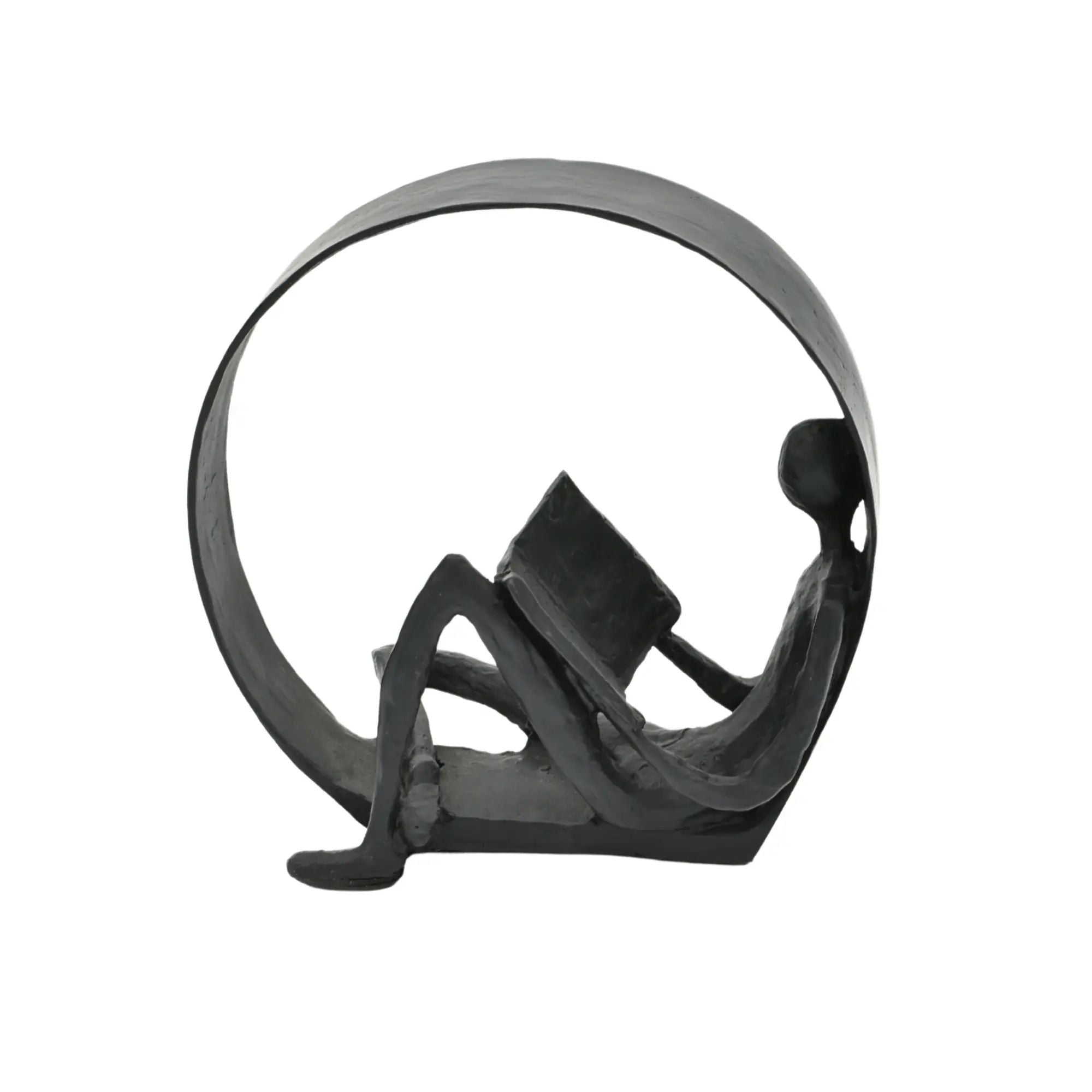 Dekofigur - Skulptur Puristische Kreisfigur Lesender im Ring Orbis Lectio Default Title