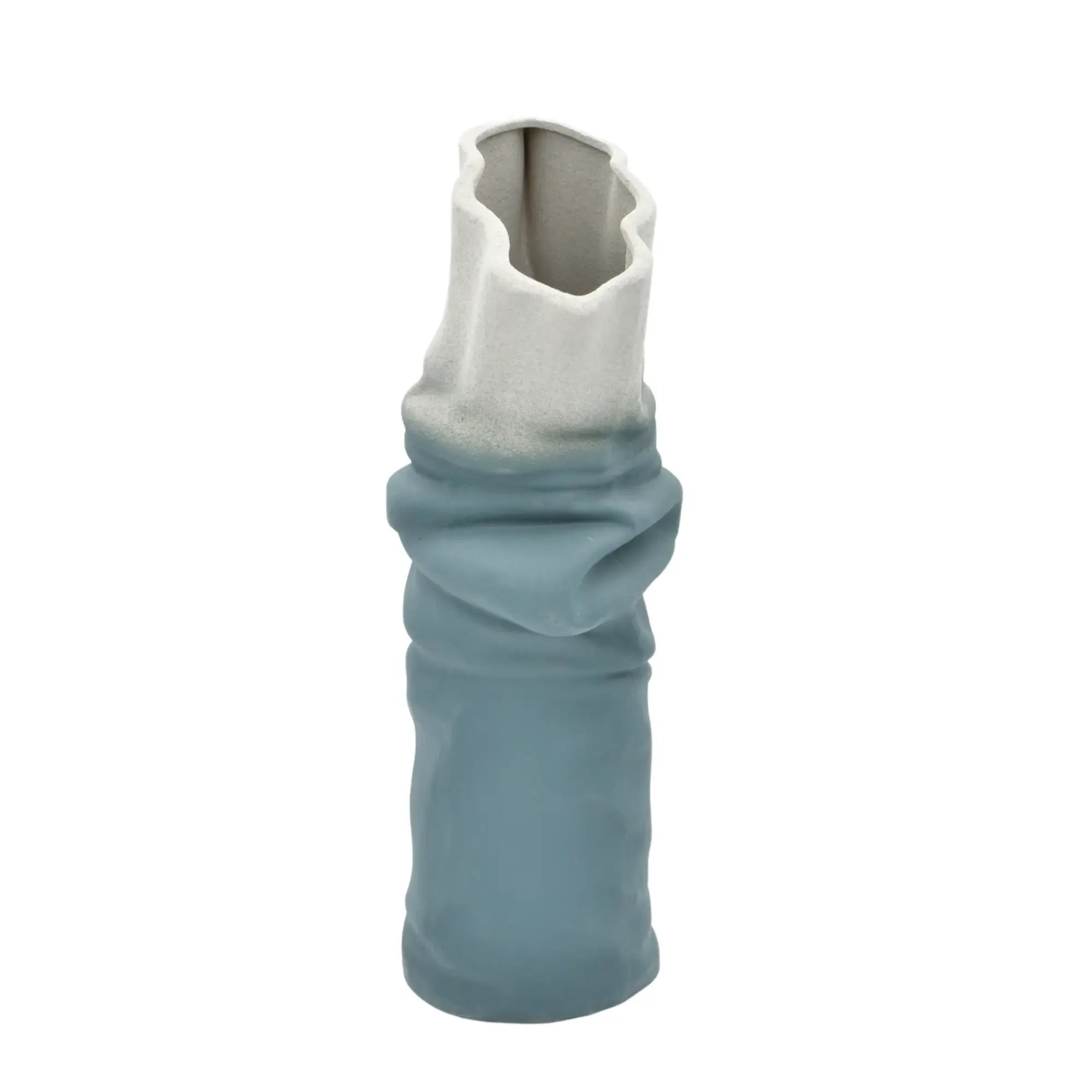 Keramikvase - handgemachte Designvase - Skulpturale Standvase Ondula Terrae Grün-Blau