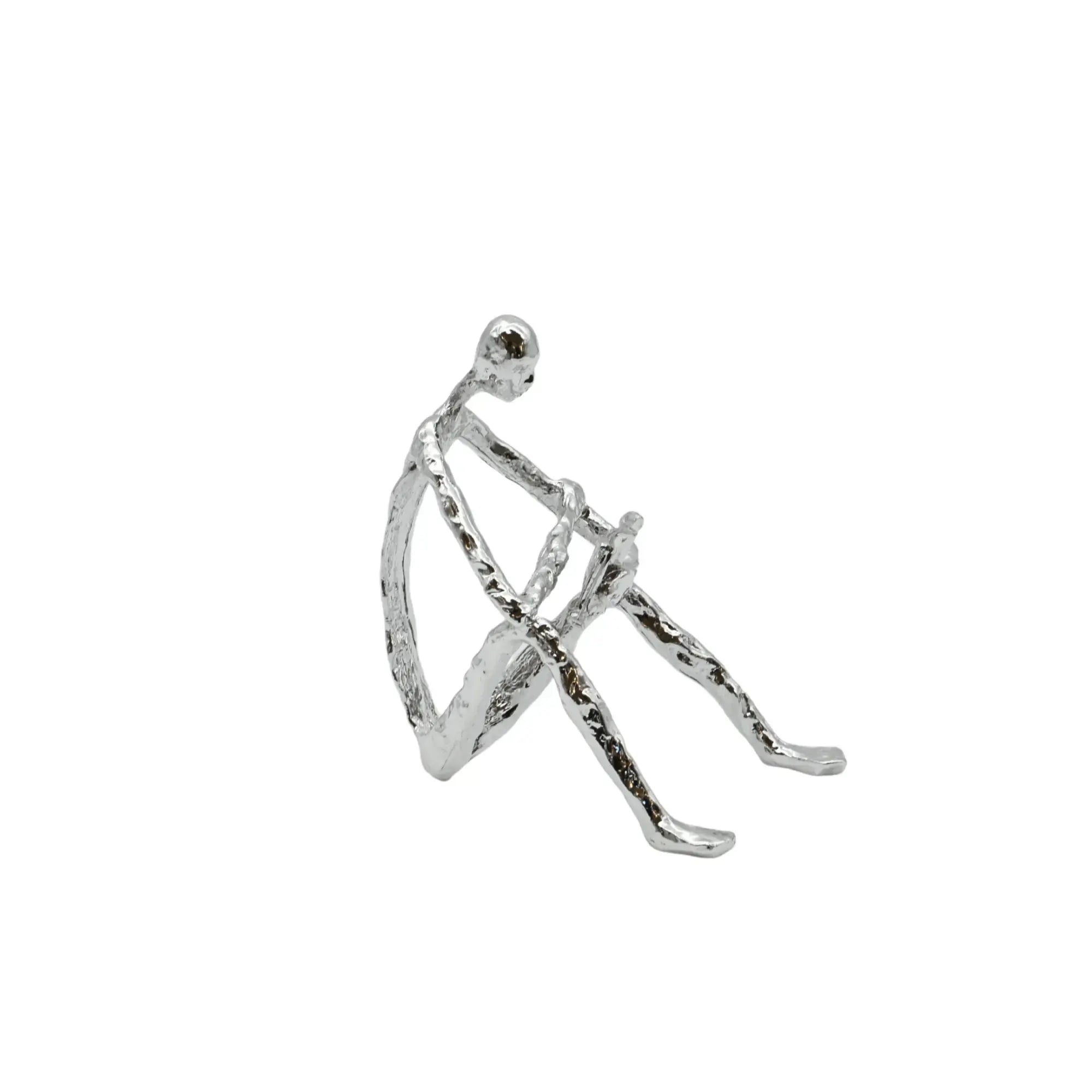 Denkerfigur - Abstrakte Skulptur filigrane Sitzfigur Cogito Nova Silber