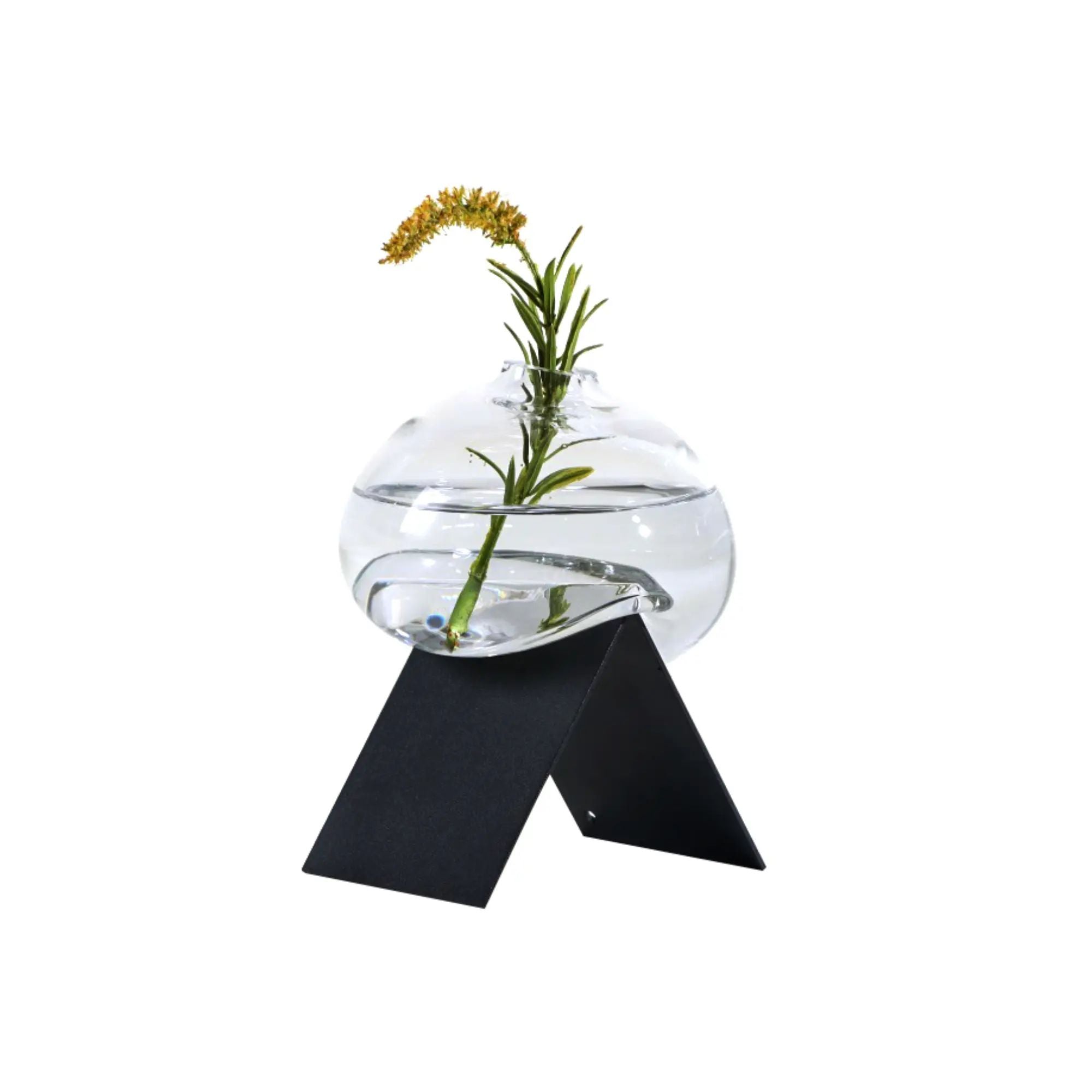 Dekorative-Vase - mit Metallgestell - Tischvase Glasvase für Deko oder Öle Odore Default Title