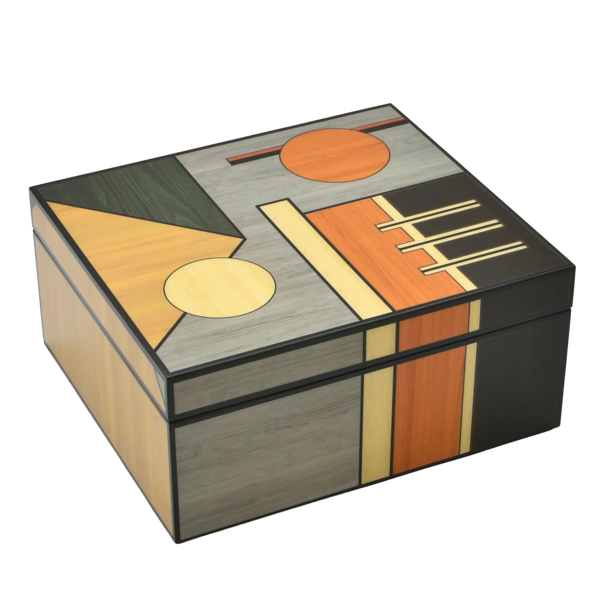 Schmuckbox - Art-Deco-Schmuckkästchen – Edelholz-Intarsien Accessoire-Box – Schmuckdose Orfeo Nan