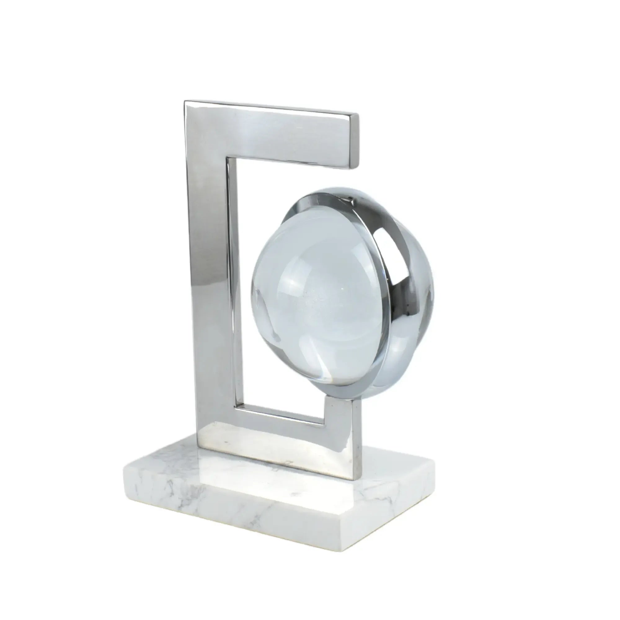 Dekoobjekt - auf Marmorsockel - Metall Deko-Objekt mit Glas-Kristallkugel Alieni Default Title