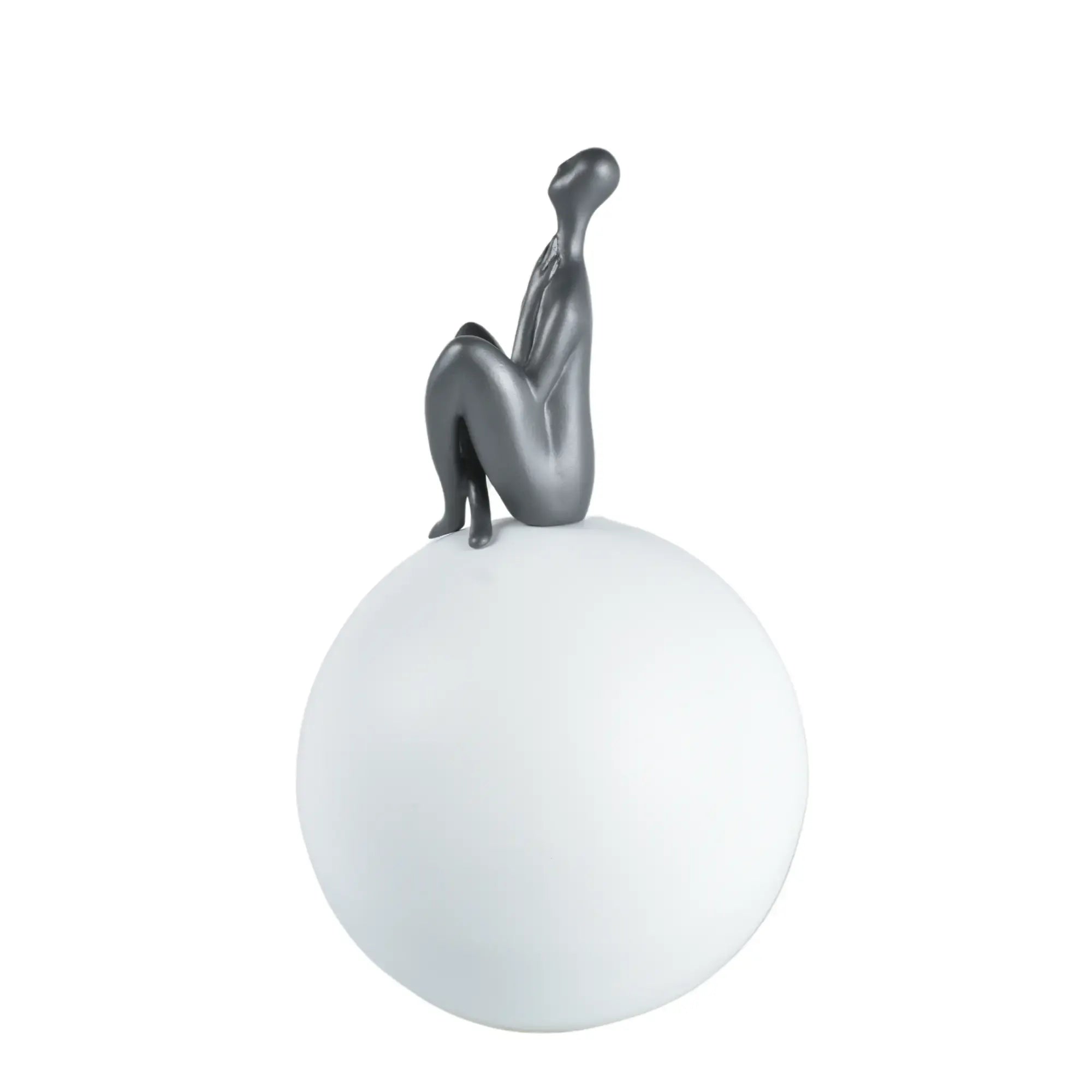Dekofigur - Mensch auf einer Kugel - Modernes Deko-Objekt Figurenskulptur Réflexion Moderne Grau
