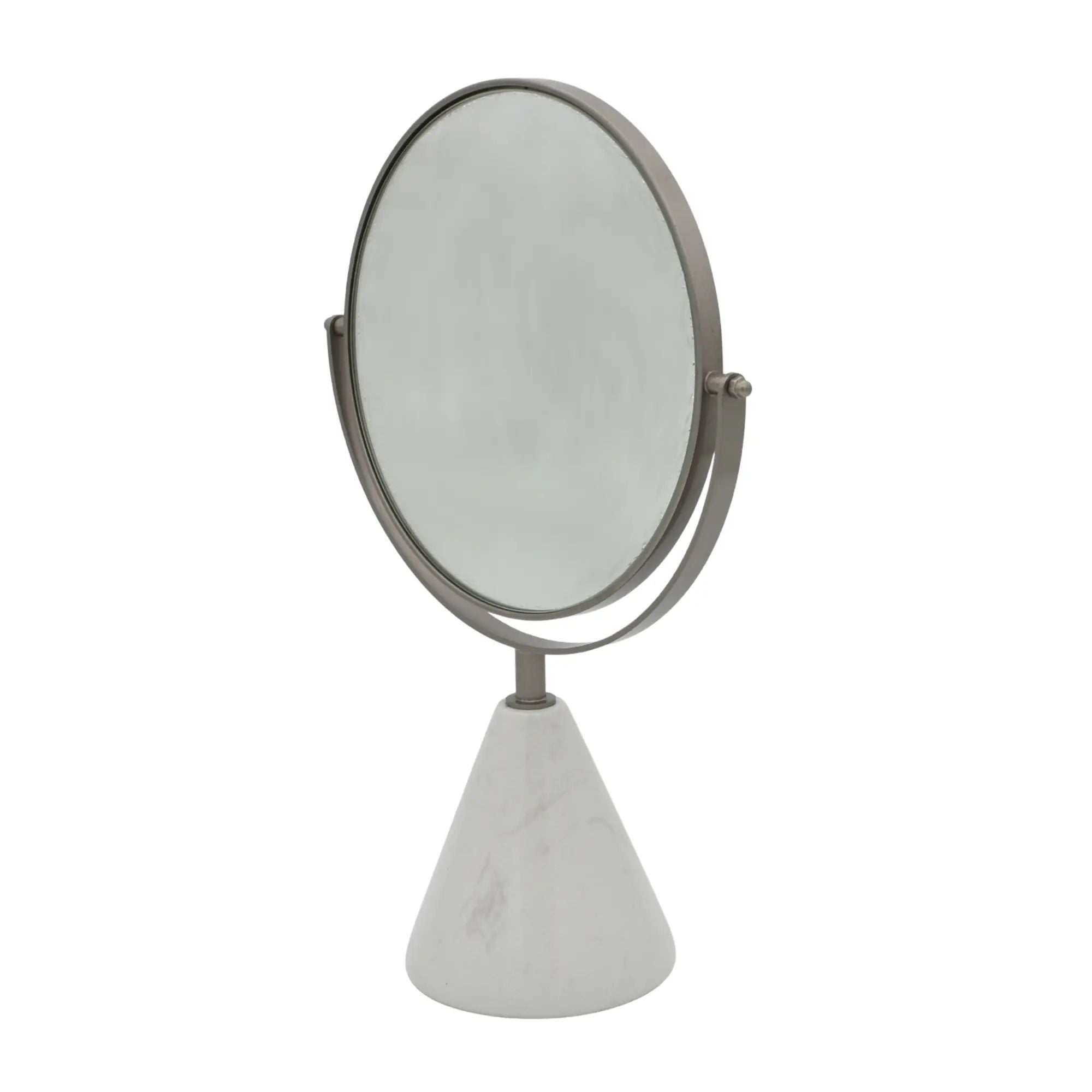 Kosmetikspiegel - drehbar auf Marmorfuß - Edles Schminkspiegel rundes Kosmetikspiegel Reflector Luxe Weiß