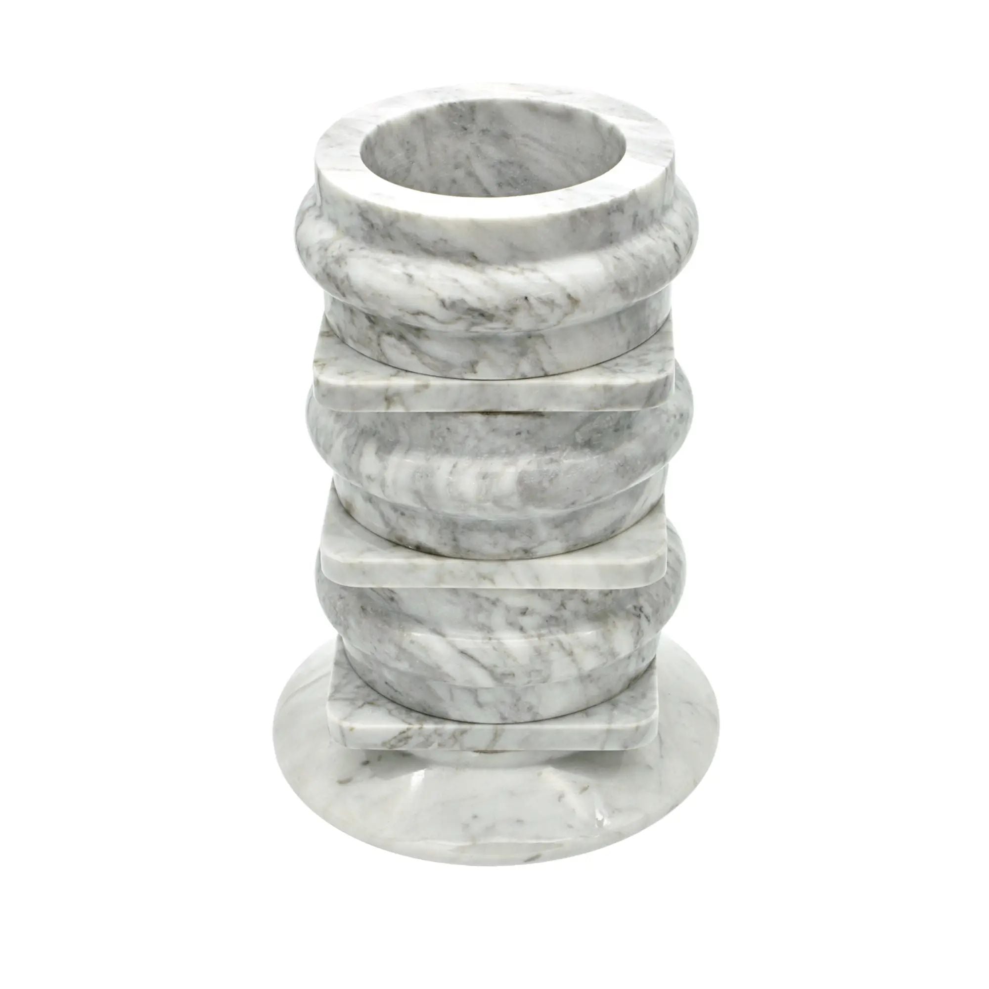 Marmorvase - hohe Steinvase - schwere runde Dekovase Fortaleza Gris Grau