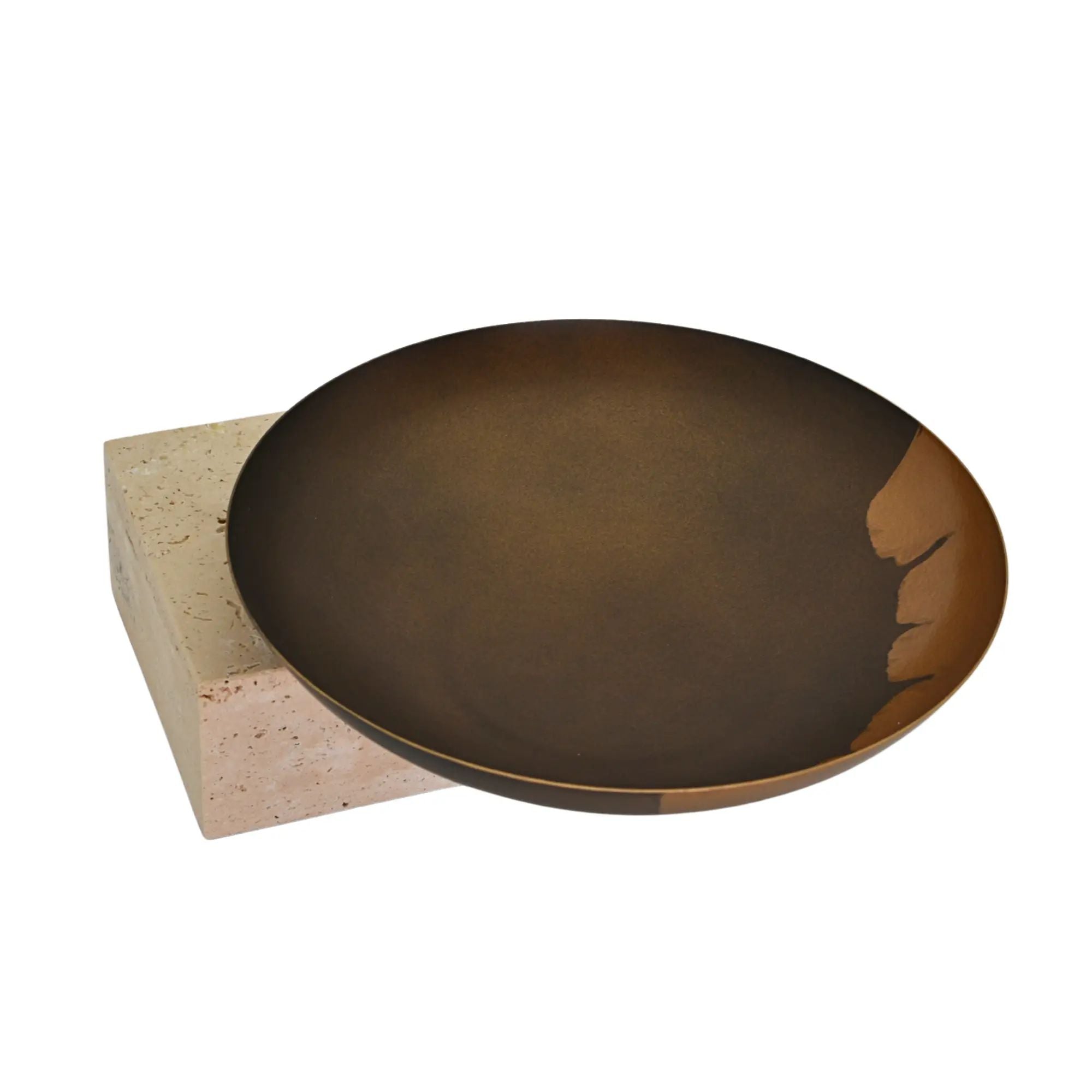 Runde-Schale - mit Travertinsockel - Unikale Dekoschale bronze Obstschale Romano Default Title