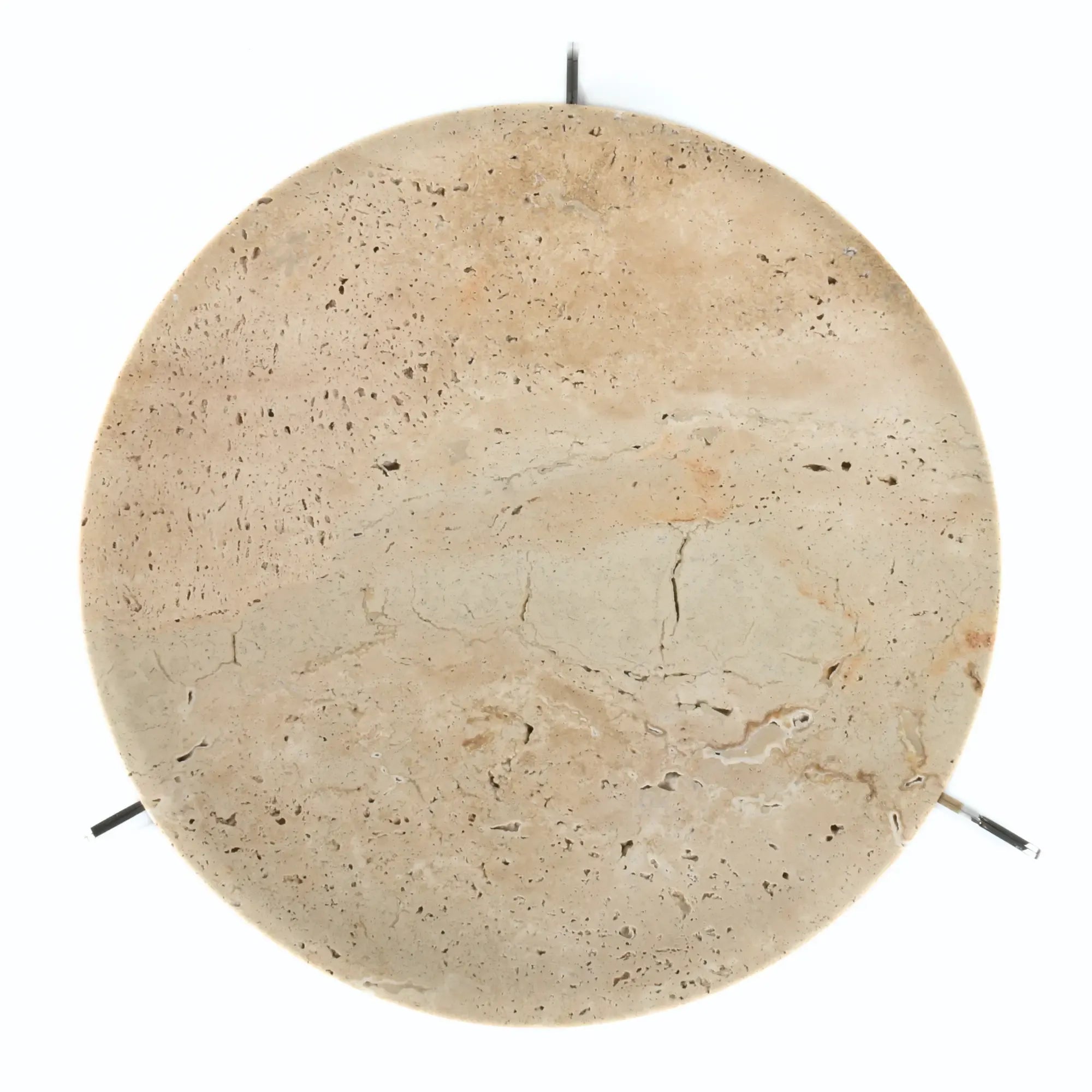 Dekoschale - rund auf Gestell - Servierschüssel Designer Obstschale Argos Warmes Travertin