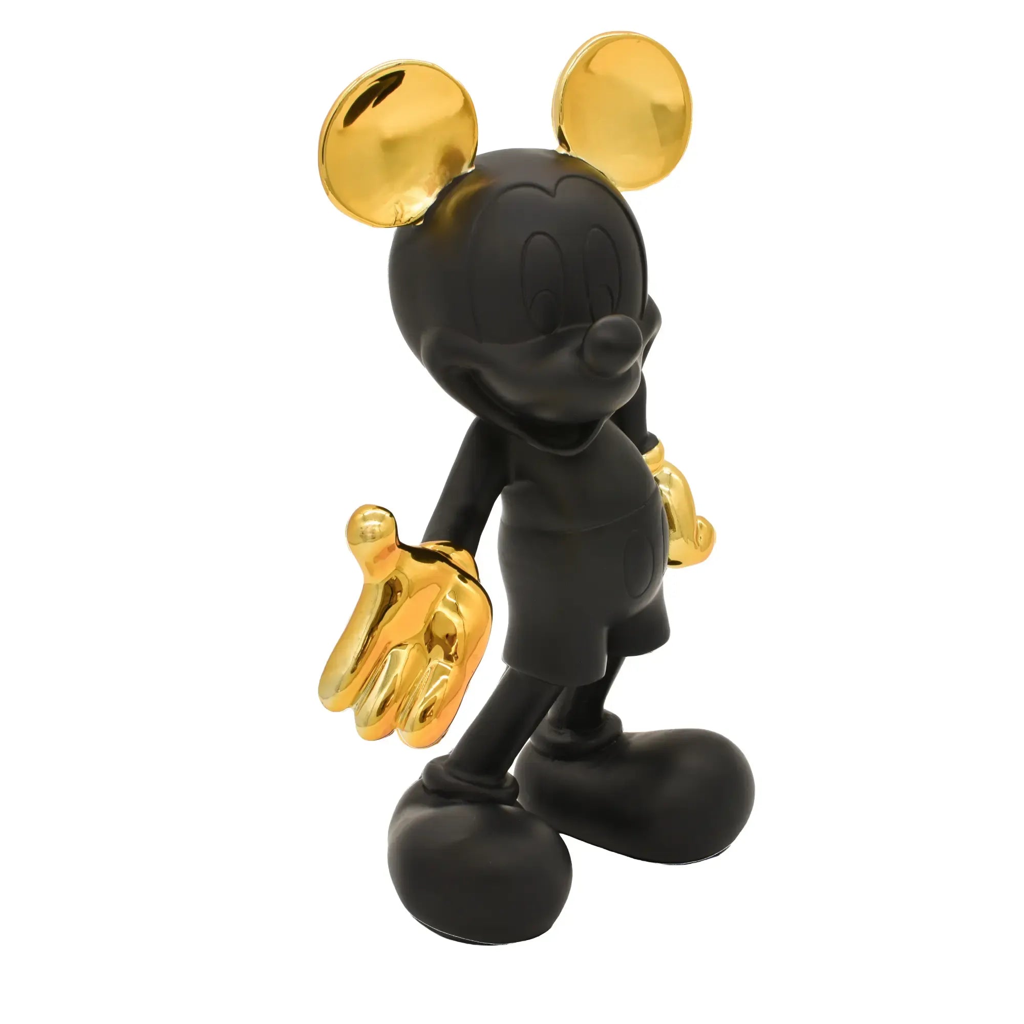 Zeichentrickfigur - Lachender Goldener Micky Maus Sammlerstück - wel.Mickey Mouse Schwarz-Stehend