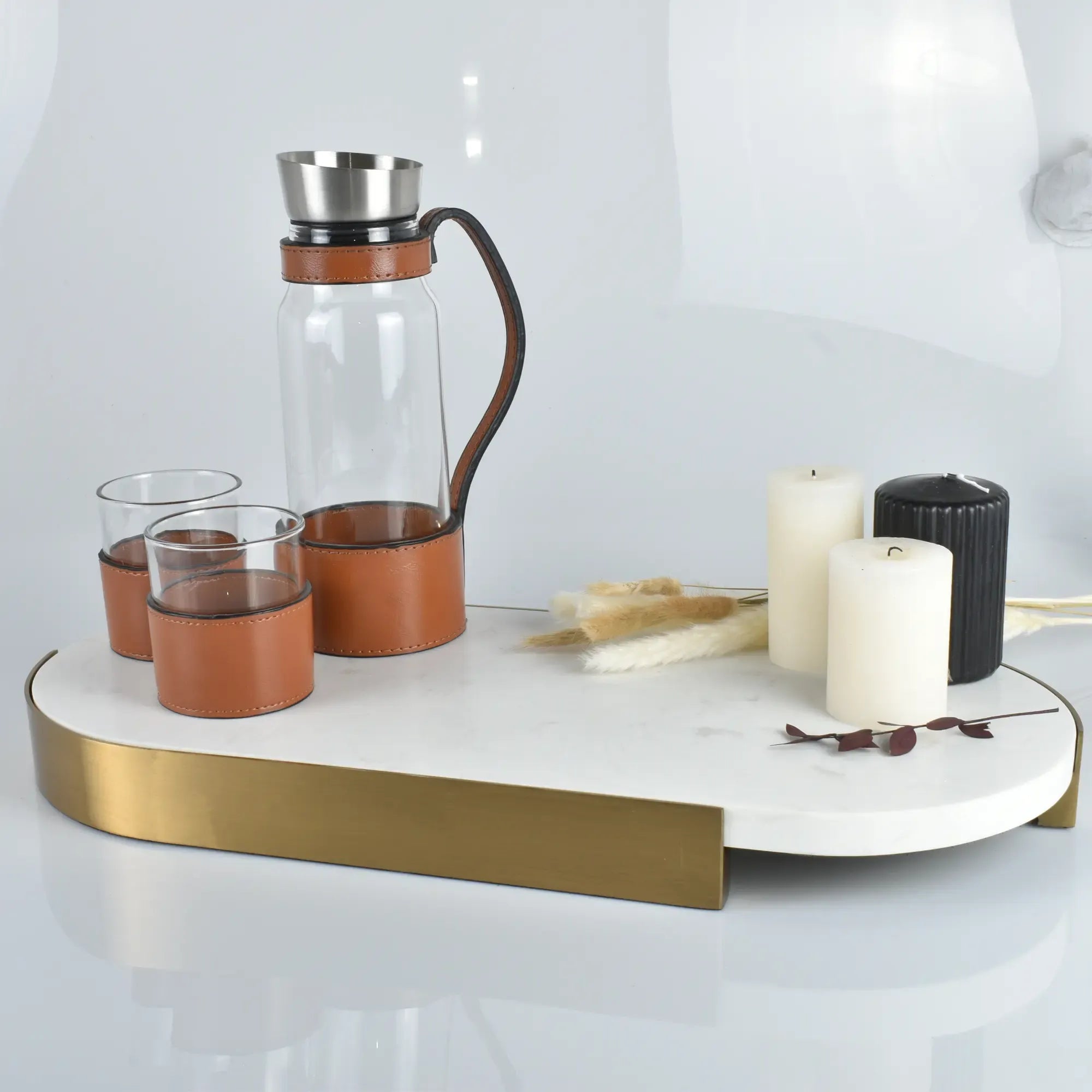 Marmortablett - oval mit Goldkante - Luxus Serviertablett Dekorationsplatte Plateau Élégance Groß