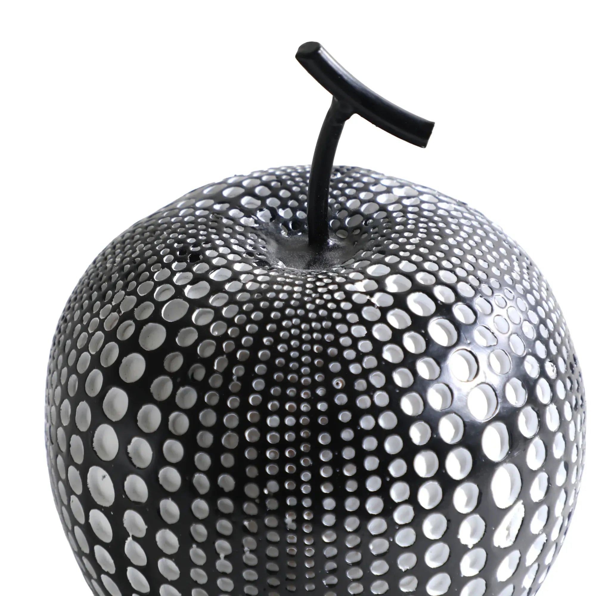 Dekoobjekt - Apfel Skulptur – Kunstharz Schwarz‑Silber Obstdekor – Abstraktes Designobjekt Noir Nan
