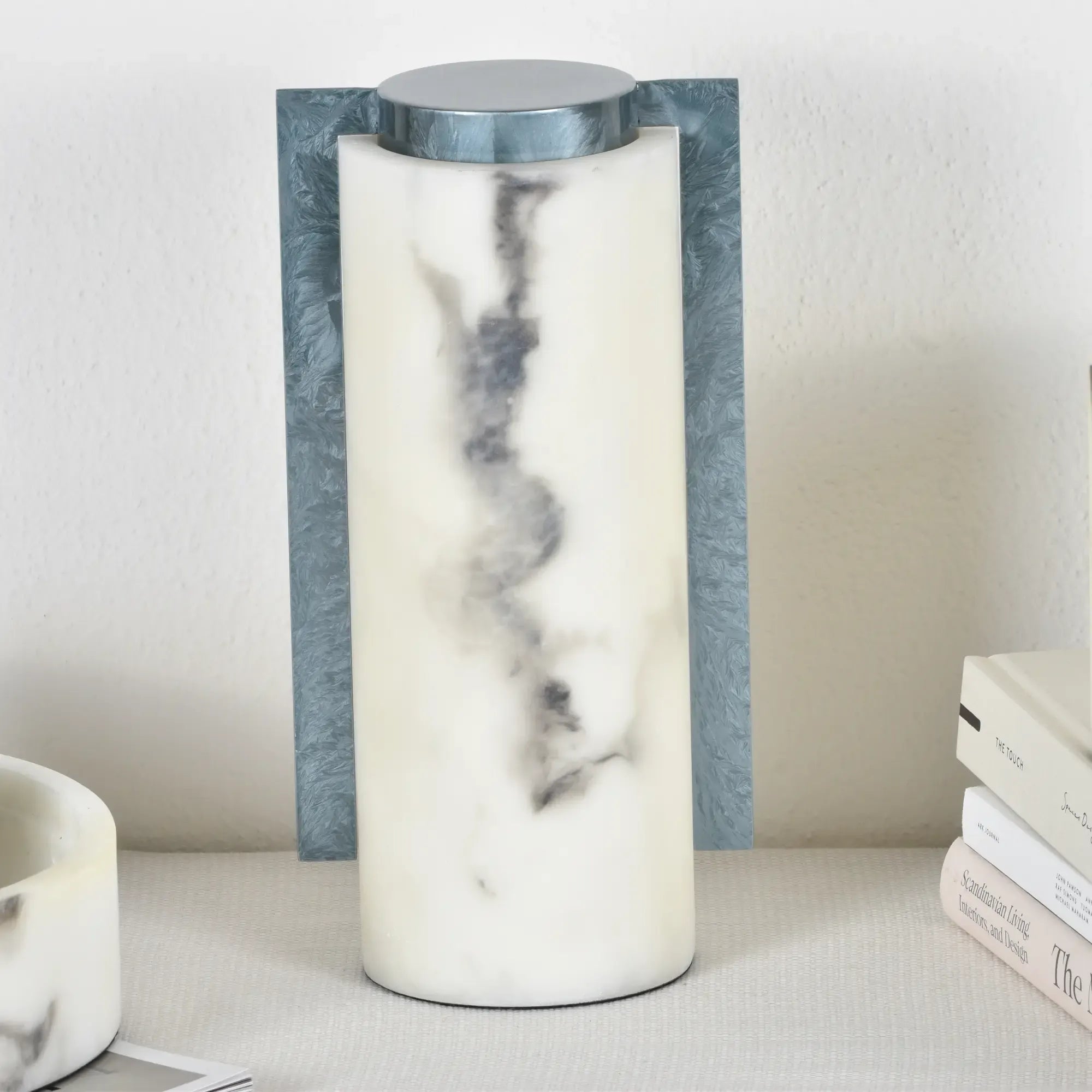 Aufbewahrungsbox - mit Deckel rund - Marmoroptik Ablage Aufbewahrungsdose Badezimmer Horizon Horizon 3