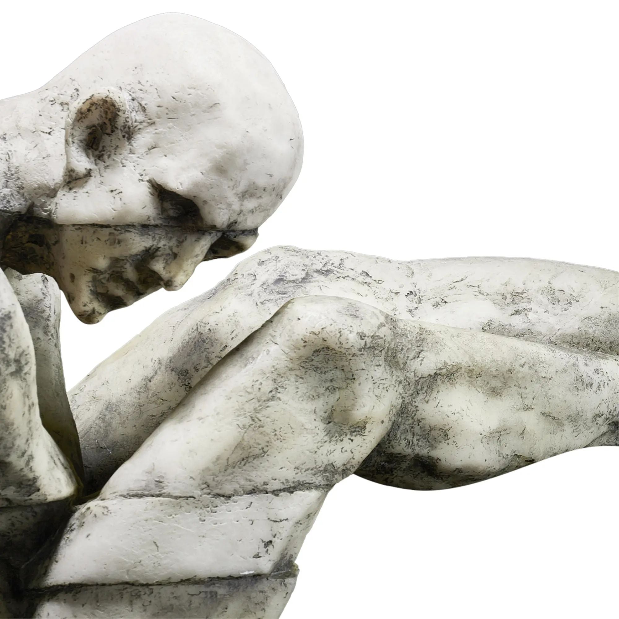 Kunststein-Skulptur - gebeugte Menschenfigur - Kunststein auf Sockel Human Arc Grau