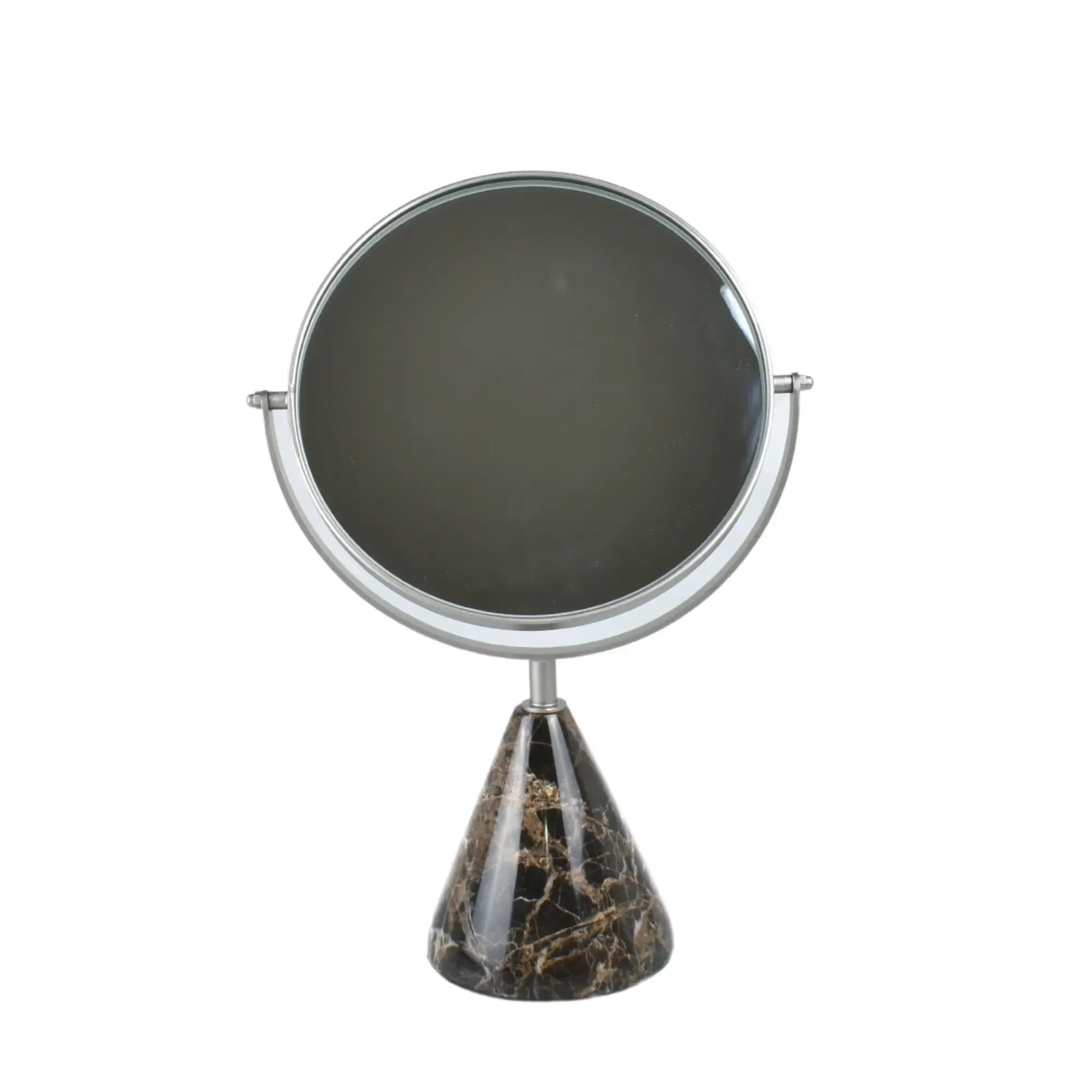 Kosmetikspiegel - drehbar auf Marmorfuß - Edles Schminkspiegel rundes Kosmetikspiegel Reflector Luxe Braun