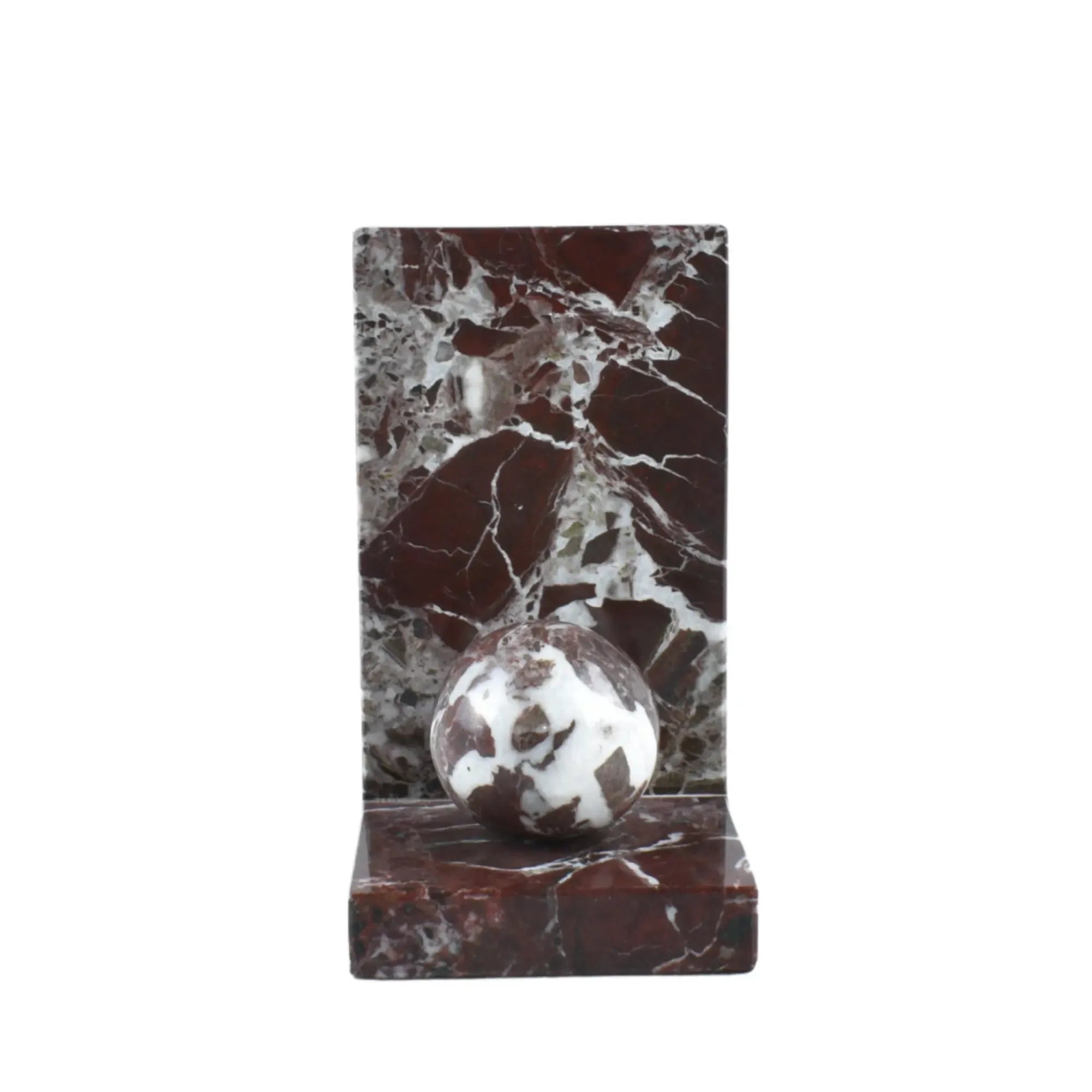 Buchstütze - aus kirschroten Marmor - Buchhalter mit Marmorkugel Naturstein Stütze Rosso Default Title